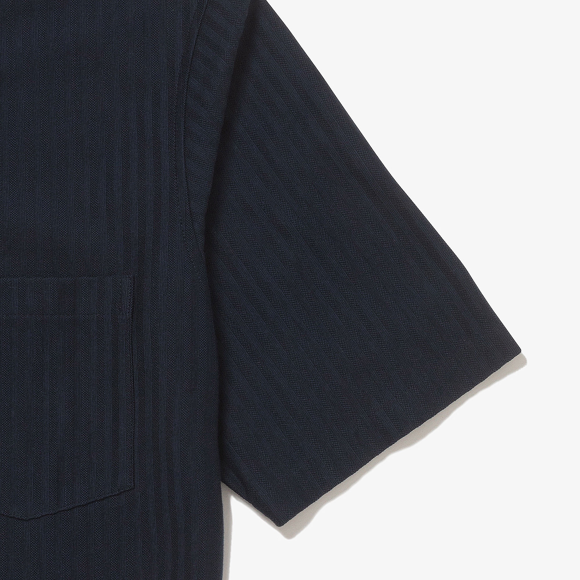 鹿の子地切り替え同色ストライプボタンダウンポロシャツ