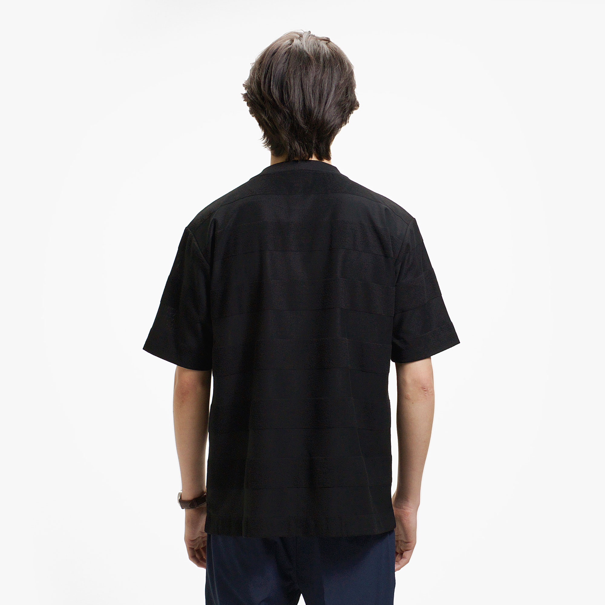 パイル地切り替え同色ボーダーTシャツ