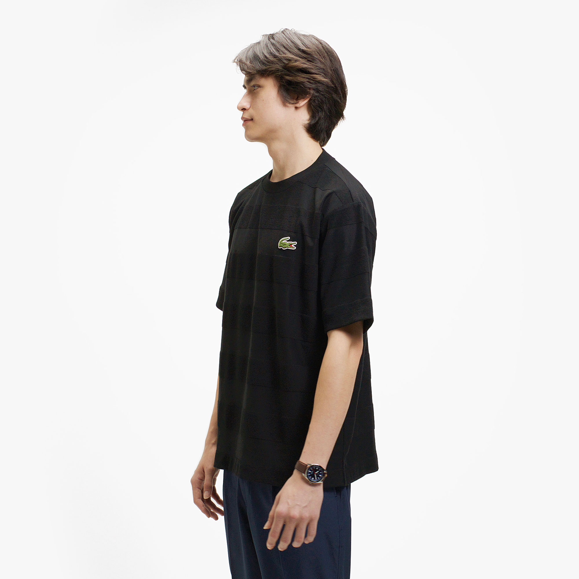 パイル地切り替え同色ボーダーTシャツ