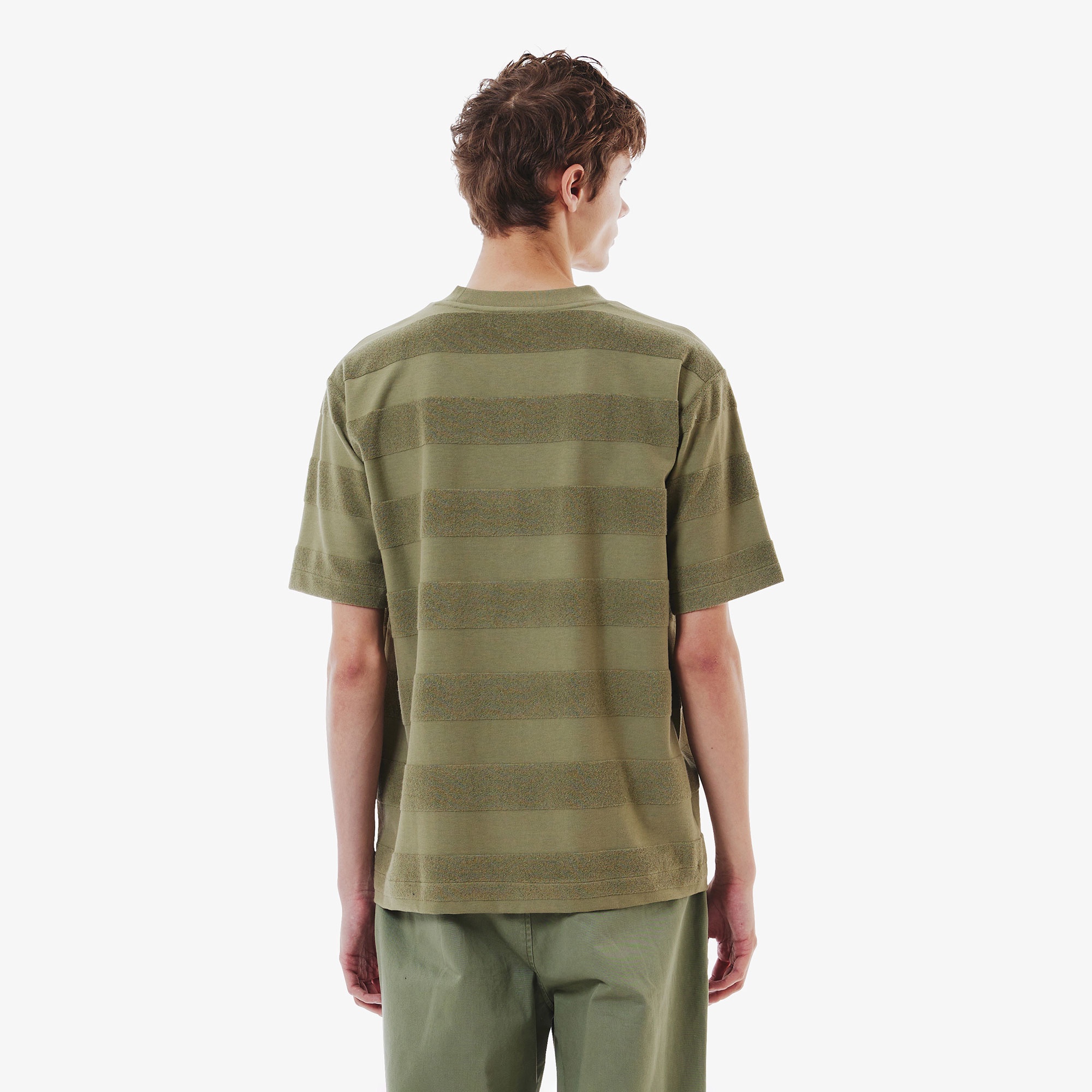 パイル地切り替え同色ボーダーTシャツ