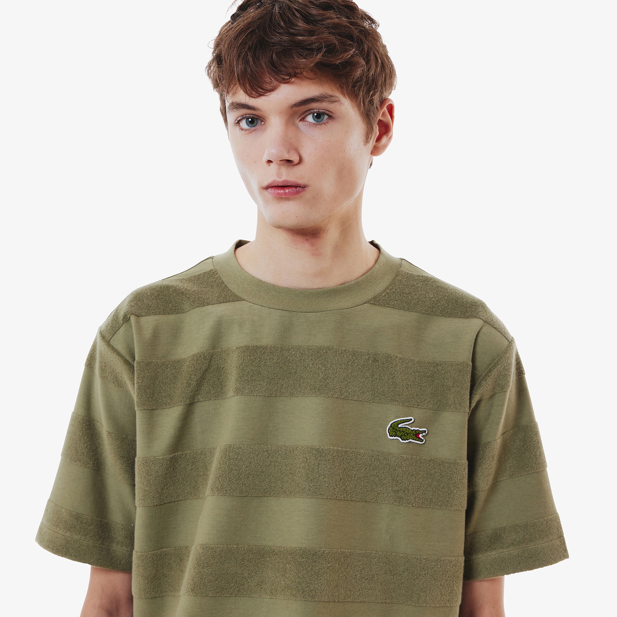 パイル地切り替え同色ボーダーTシャツ