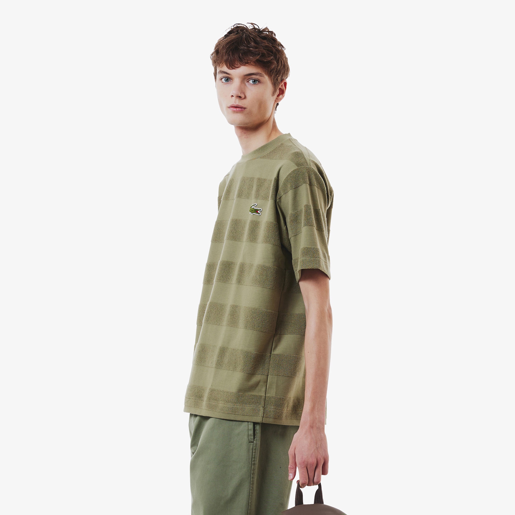 パイル地切り替え同色ボーダーTシャツ