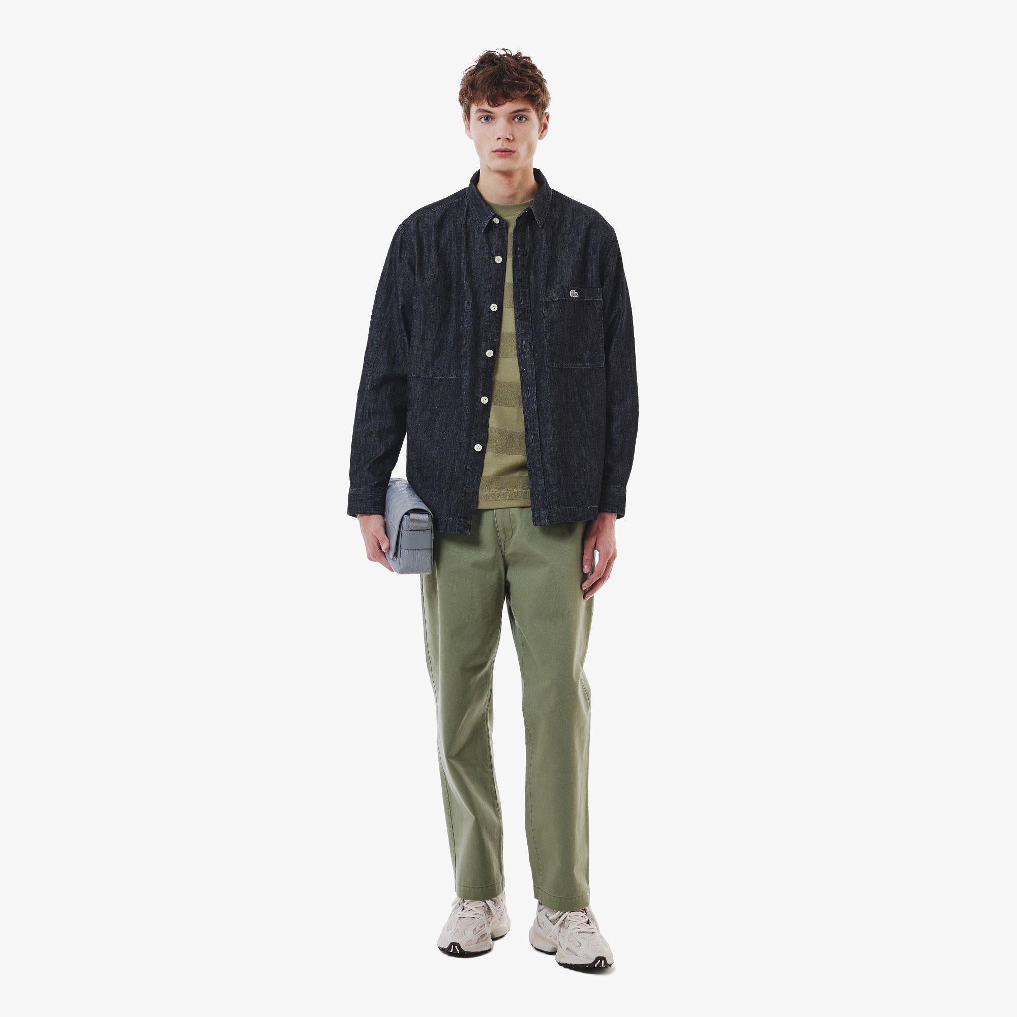 パイル地切り替え同色ボーダーTシャツ