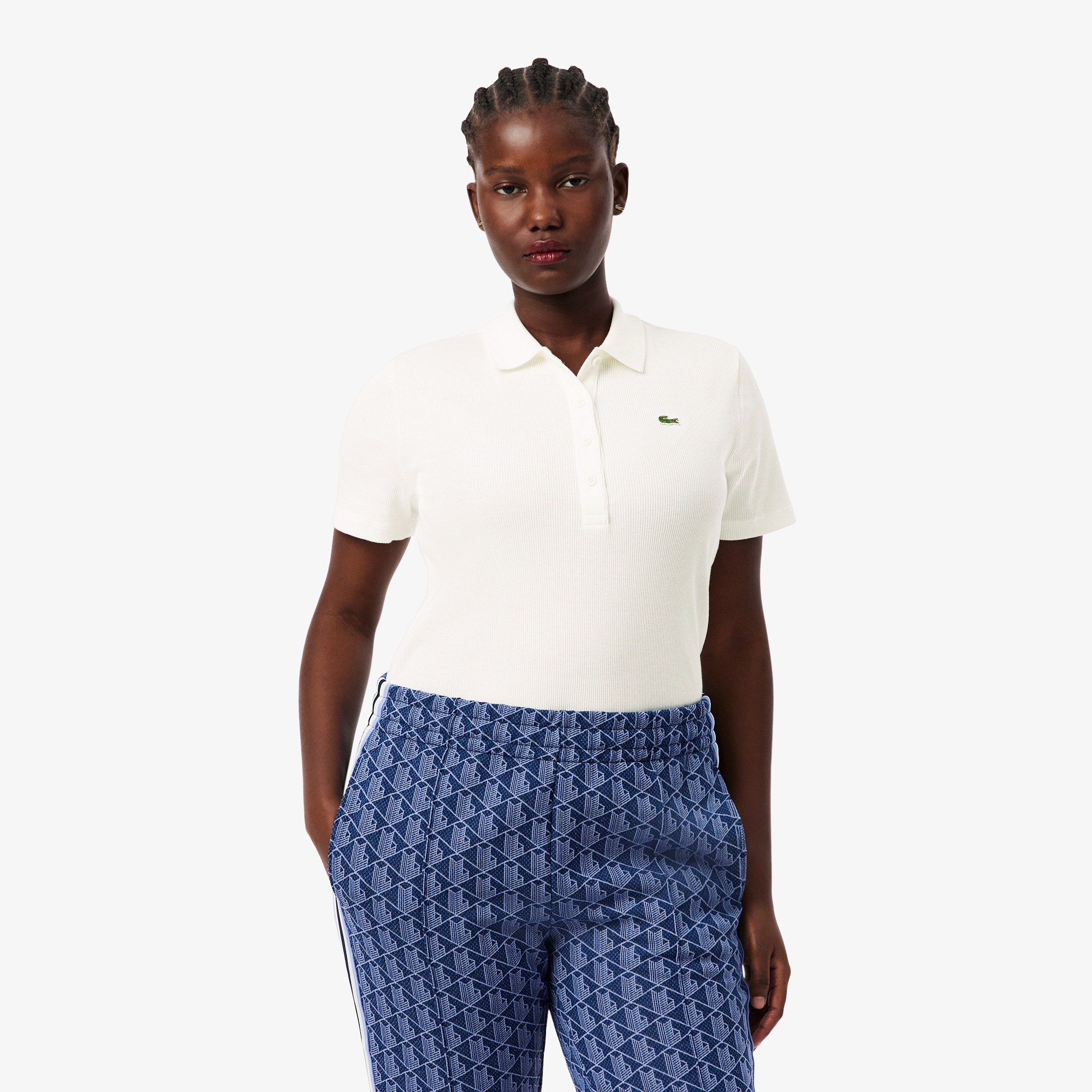 タイトフィットリブニットポロシャツ