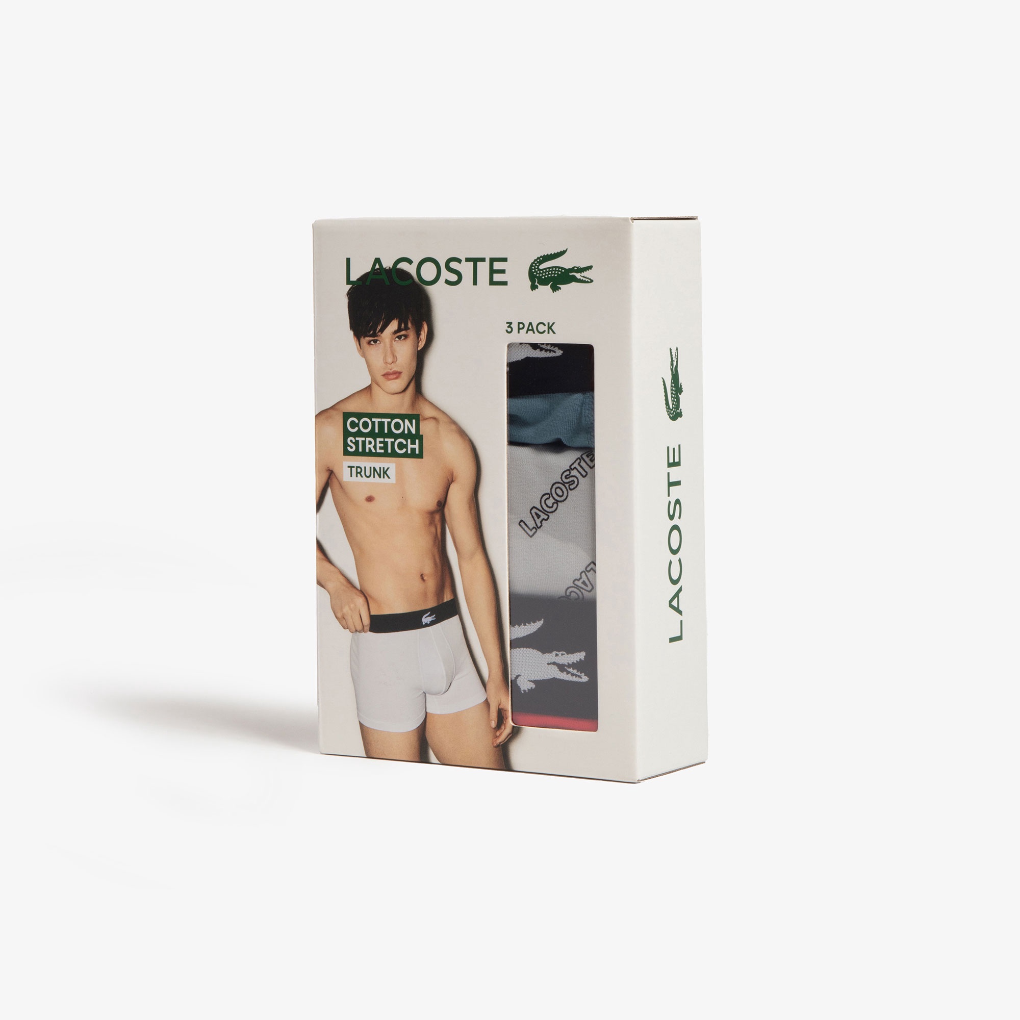 3パックロゴプリントストレッチコットントランクショーツ