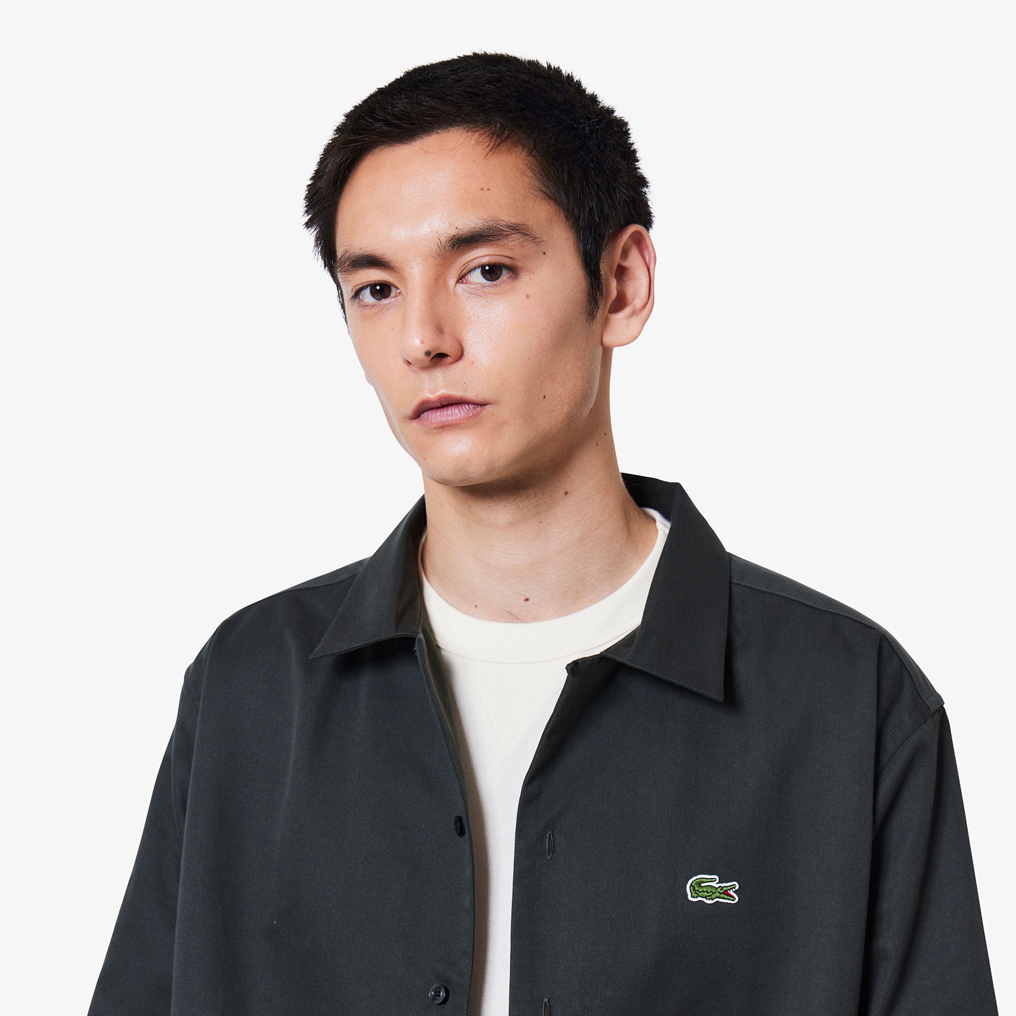 シルクブレンドオープンカラーシャツ