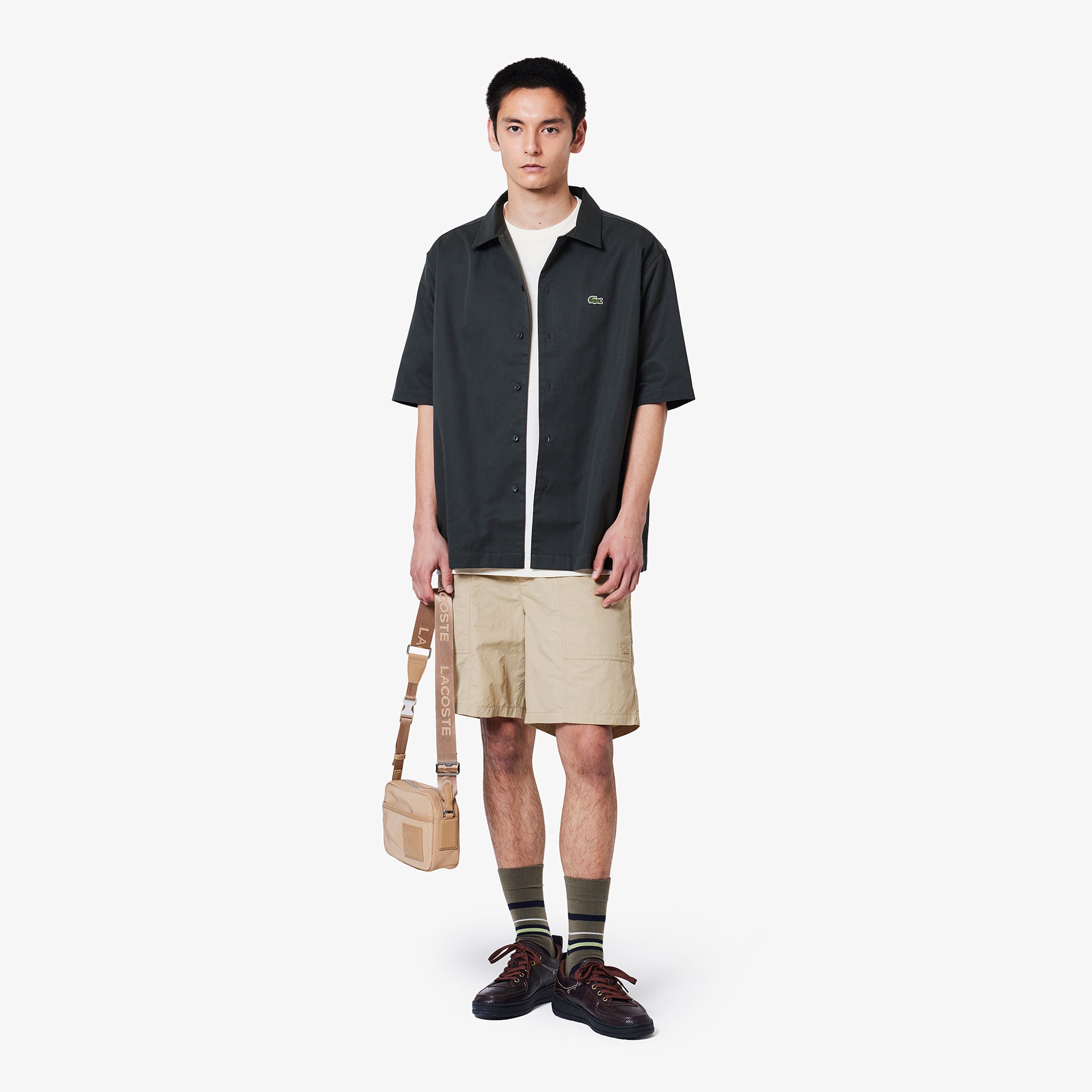 シルクブレンドオープンカラーシャツ