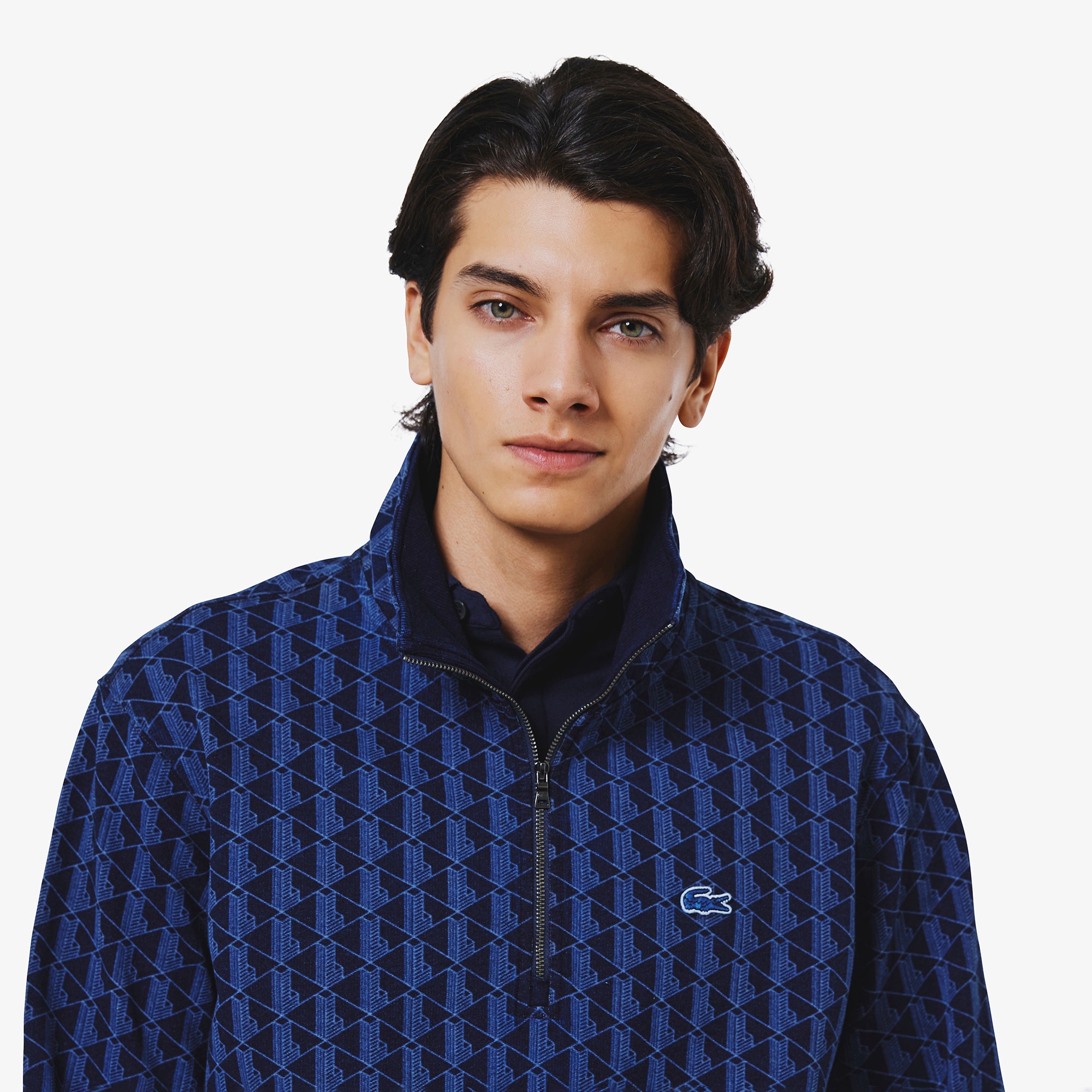 インディゴスウェットモノグラムトラックジャケット