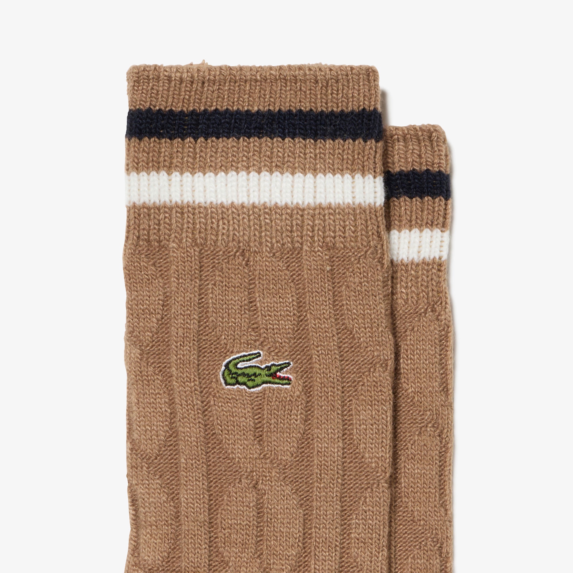 ケーブルニットボーダーソックス