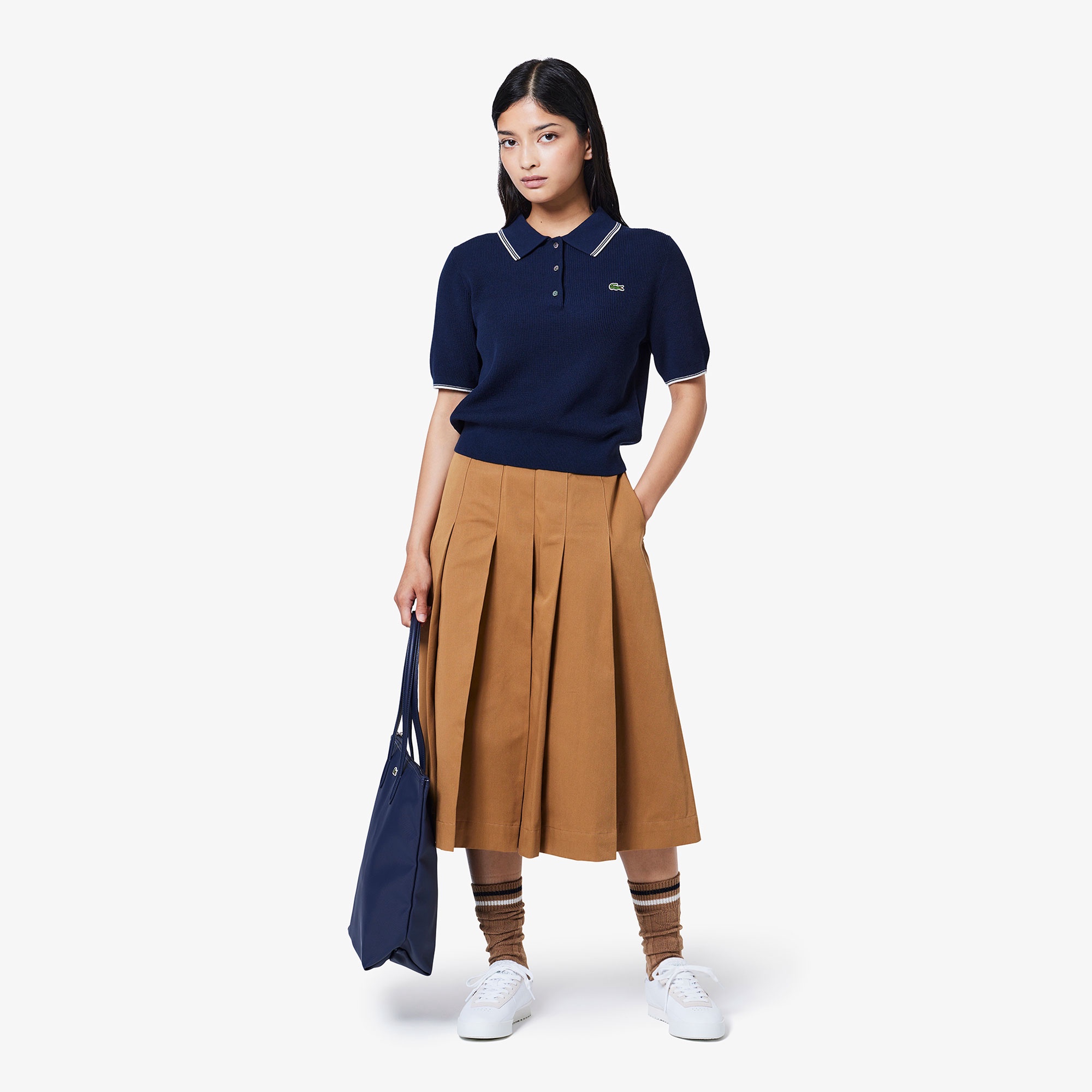 ケーブルニットボーダーソックス