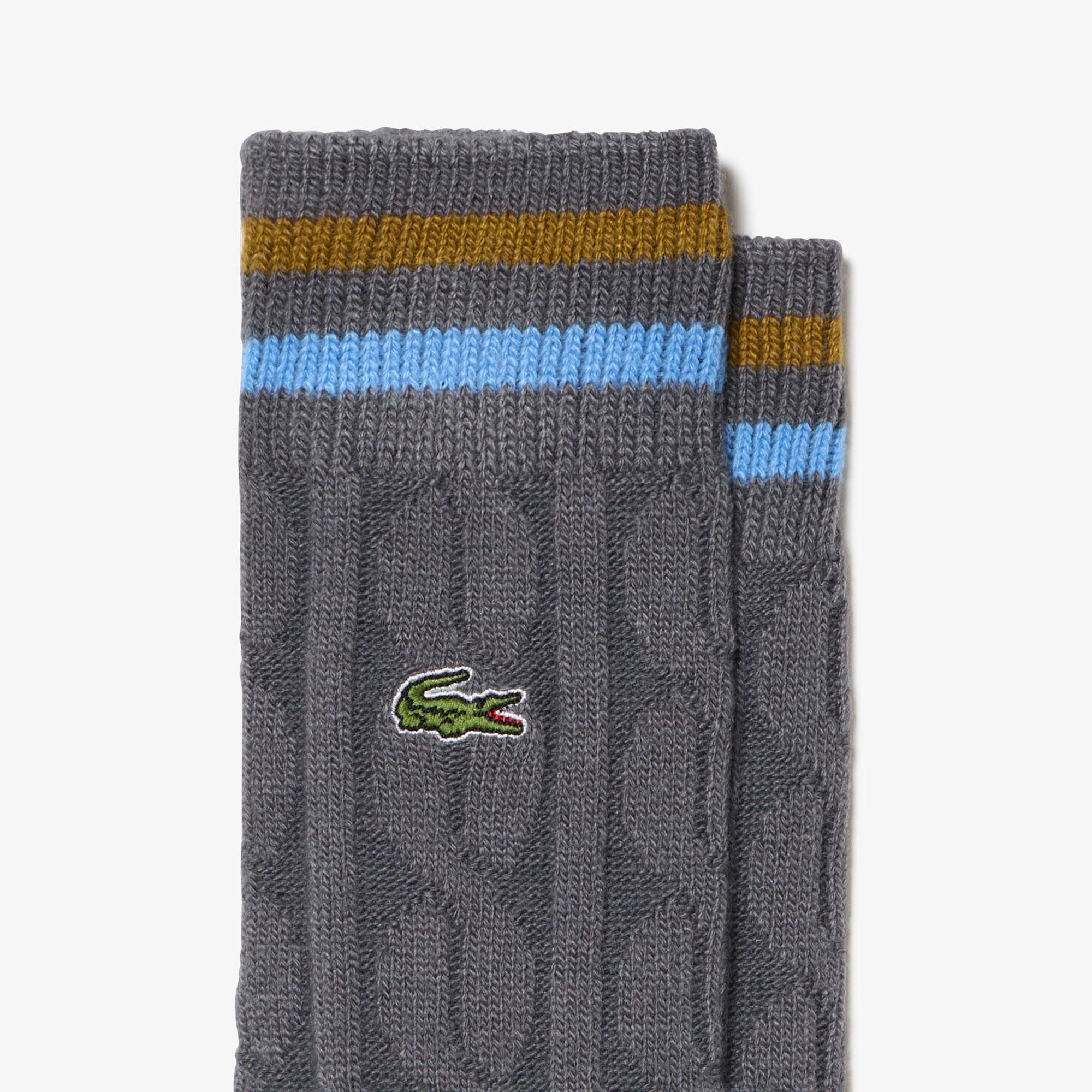 ケーブルニットボーダーソックス