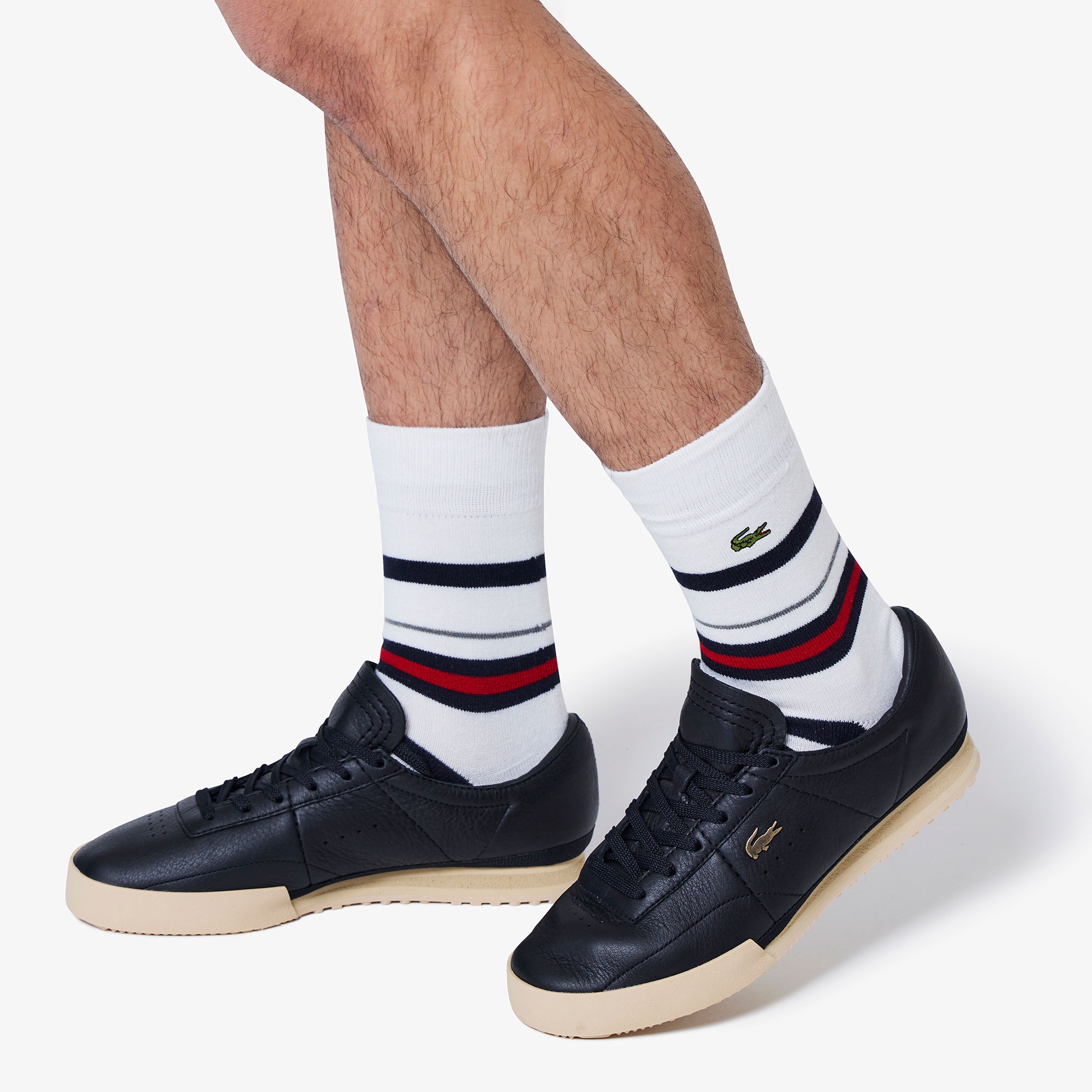 ウールブレンドボーダークルーソックス