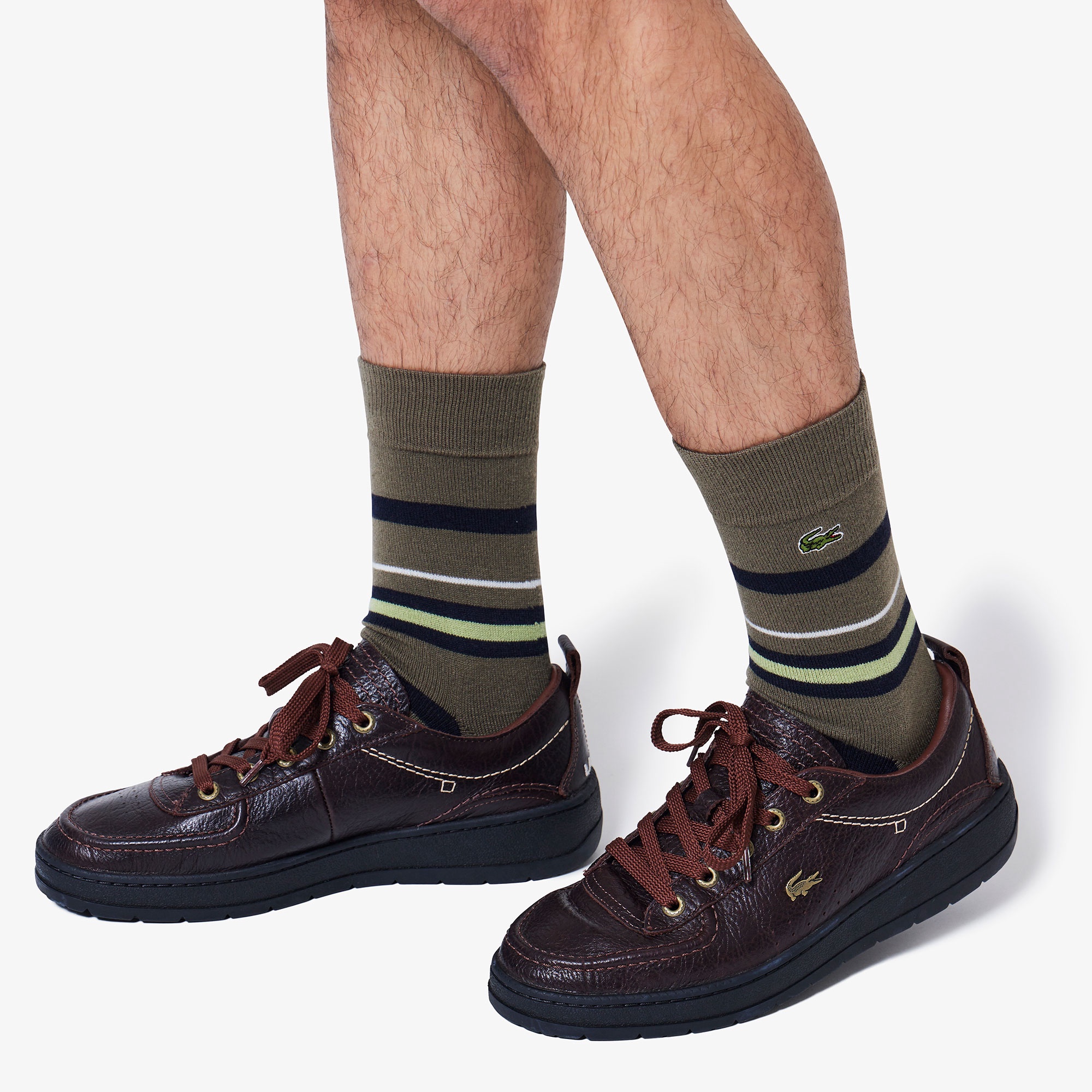 ウールブレンドボーダークルーソックス