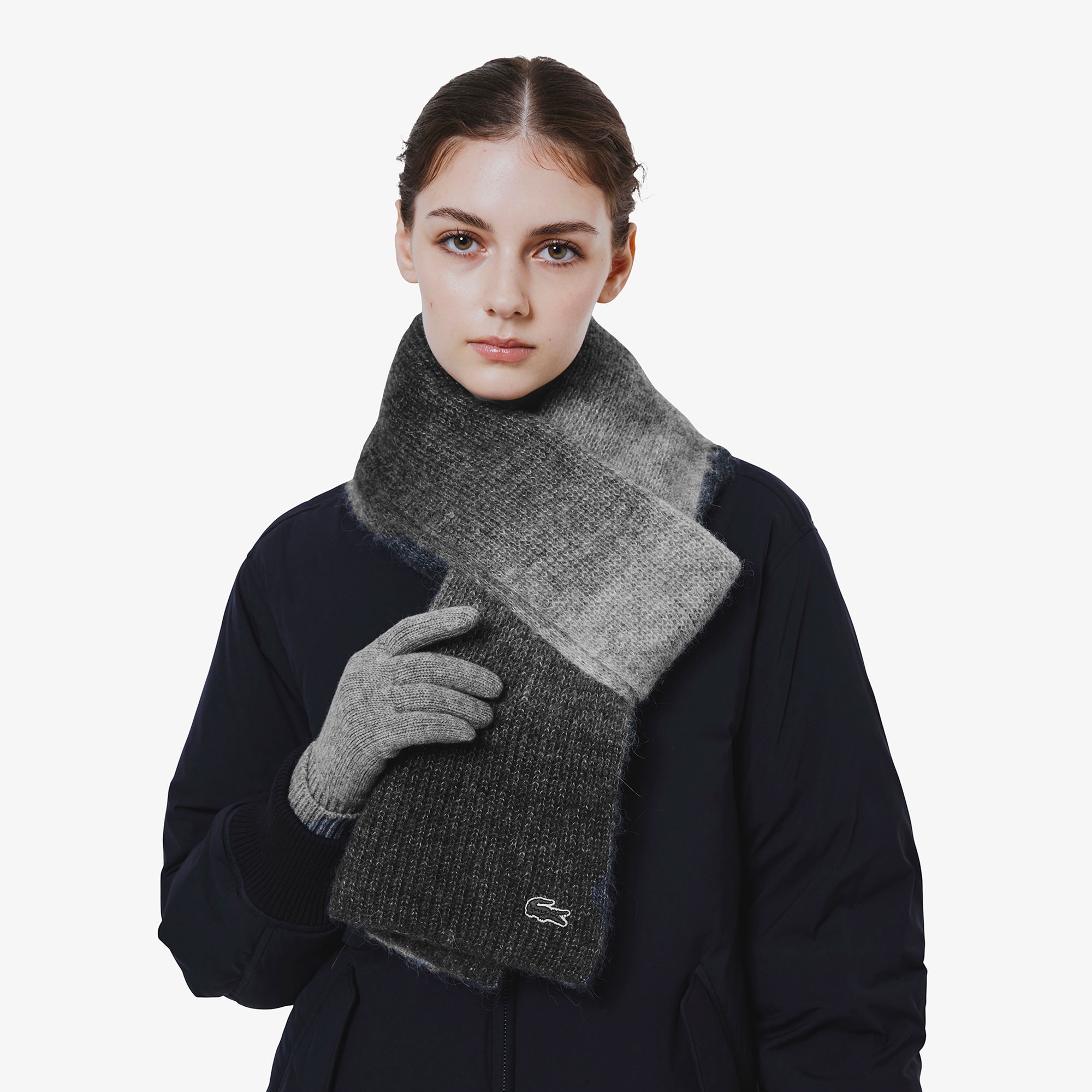 アルパカブレンドグラデーションニットマフラー