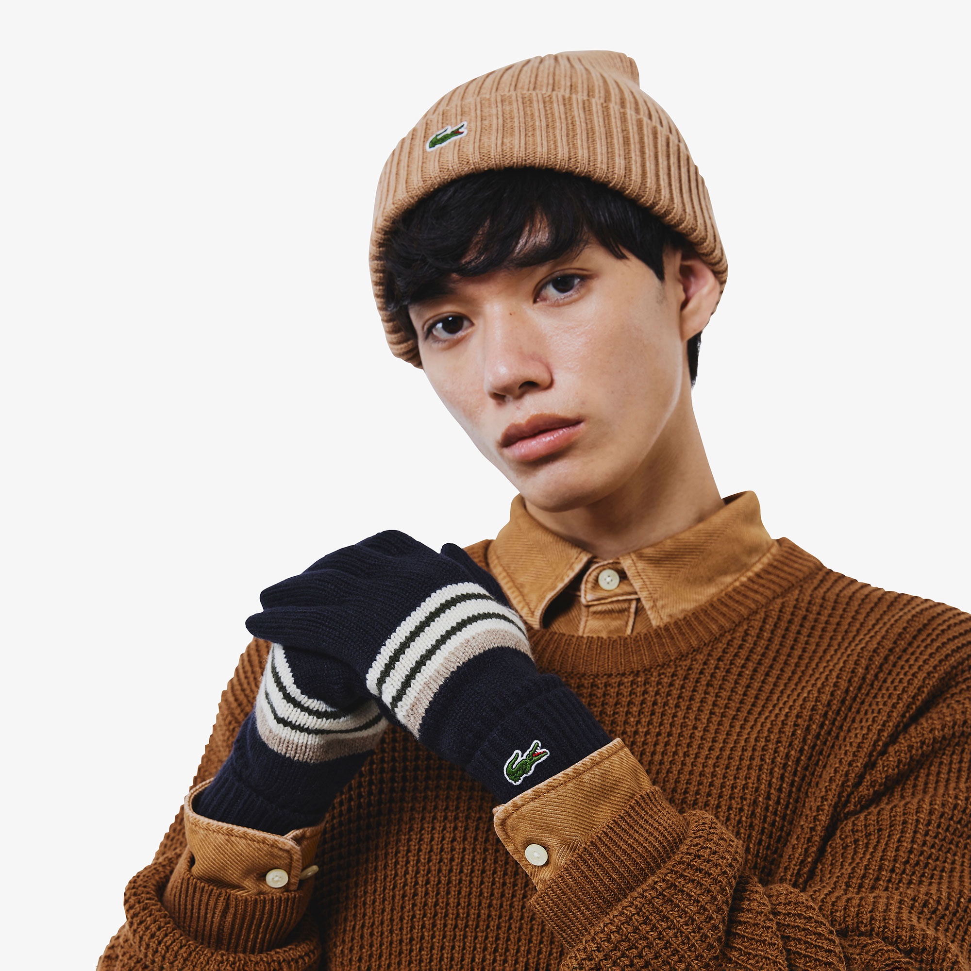 エクストラファインラムウールボーダーニットグローブ