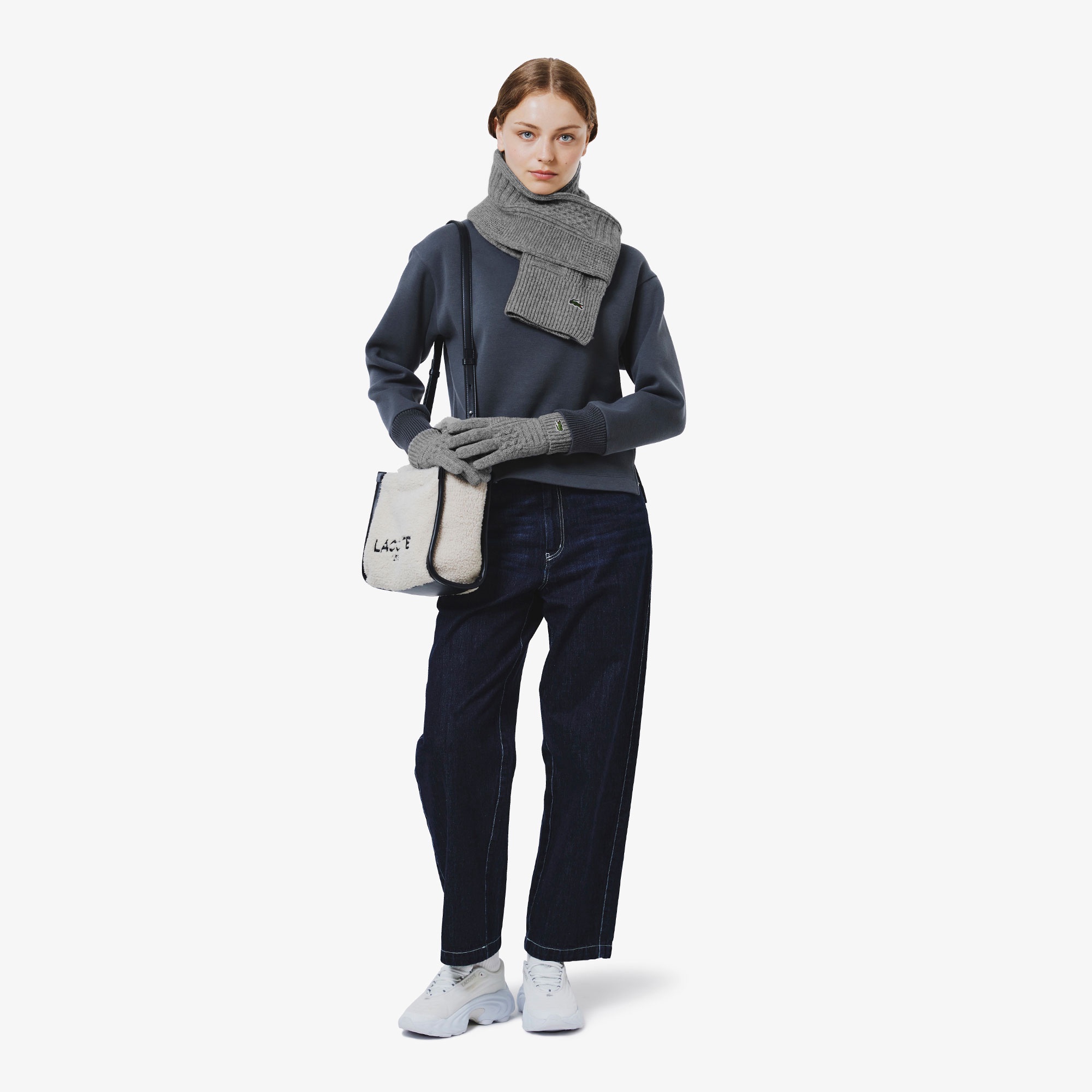 アラン柄ブレンドウールニットグローブ