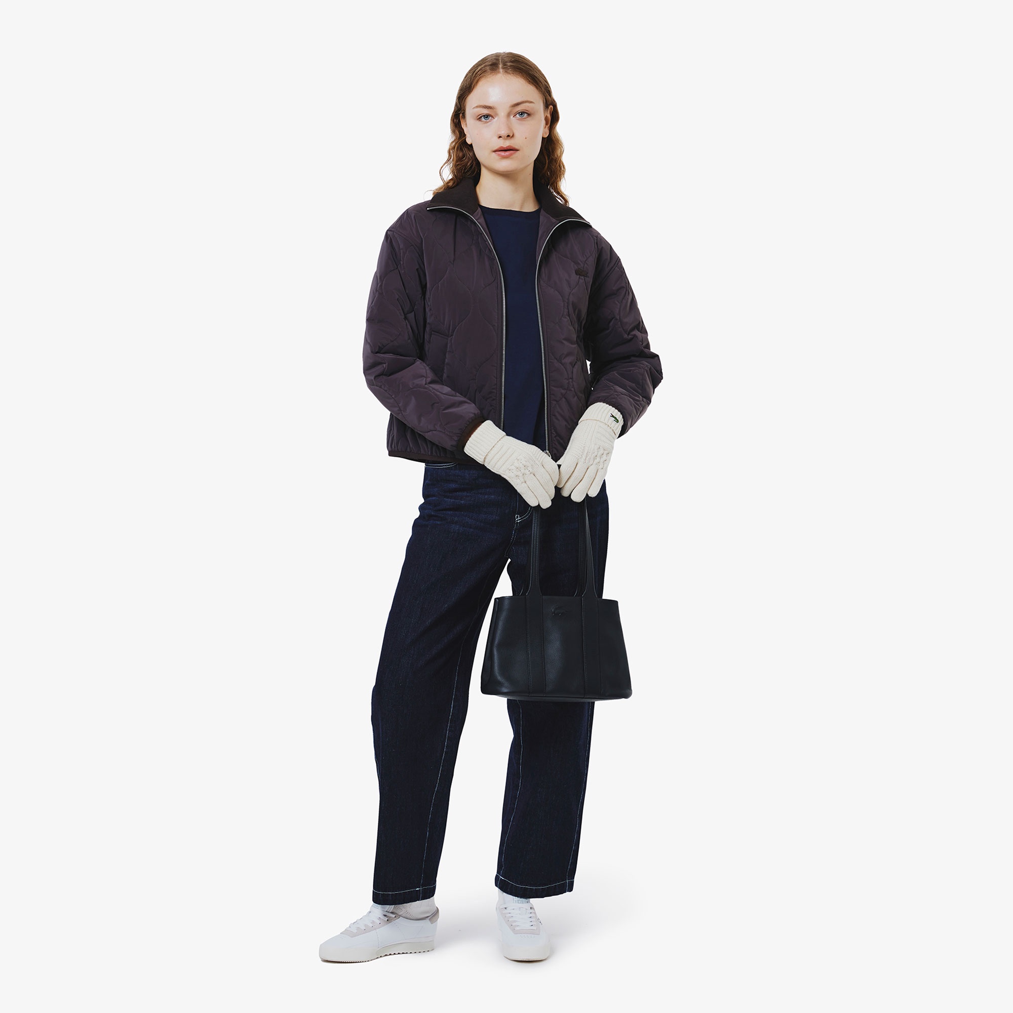 アラン柄ブレンドウールニットグローブ