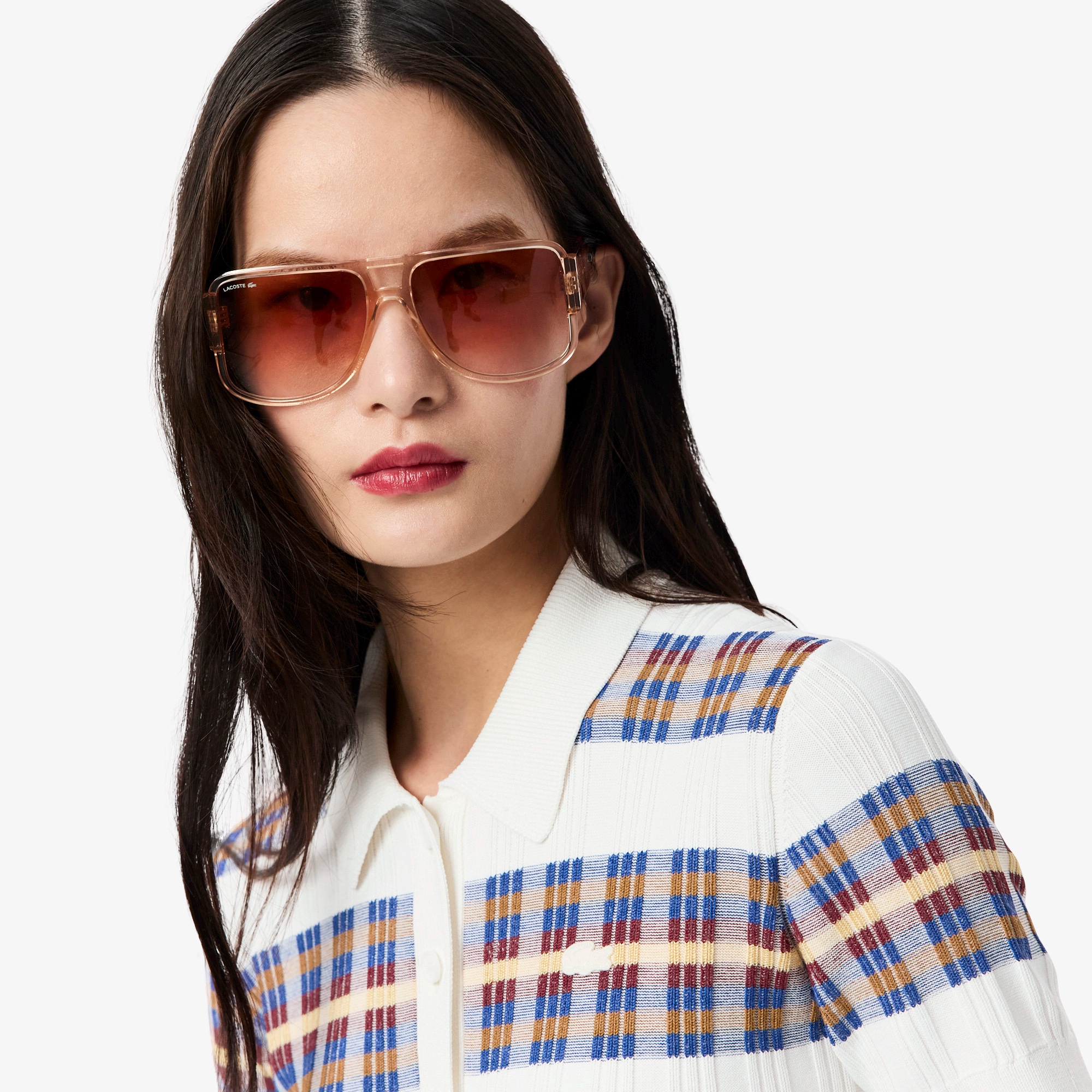 マルチカラーリブニットシャツ