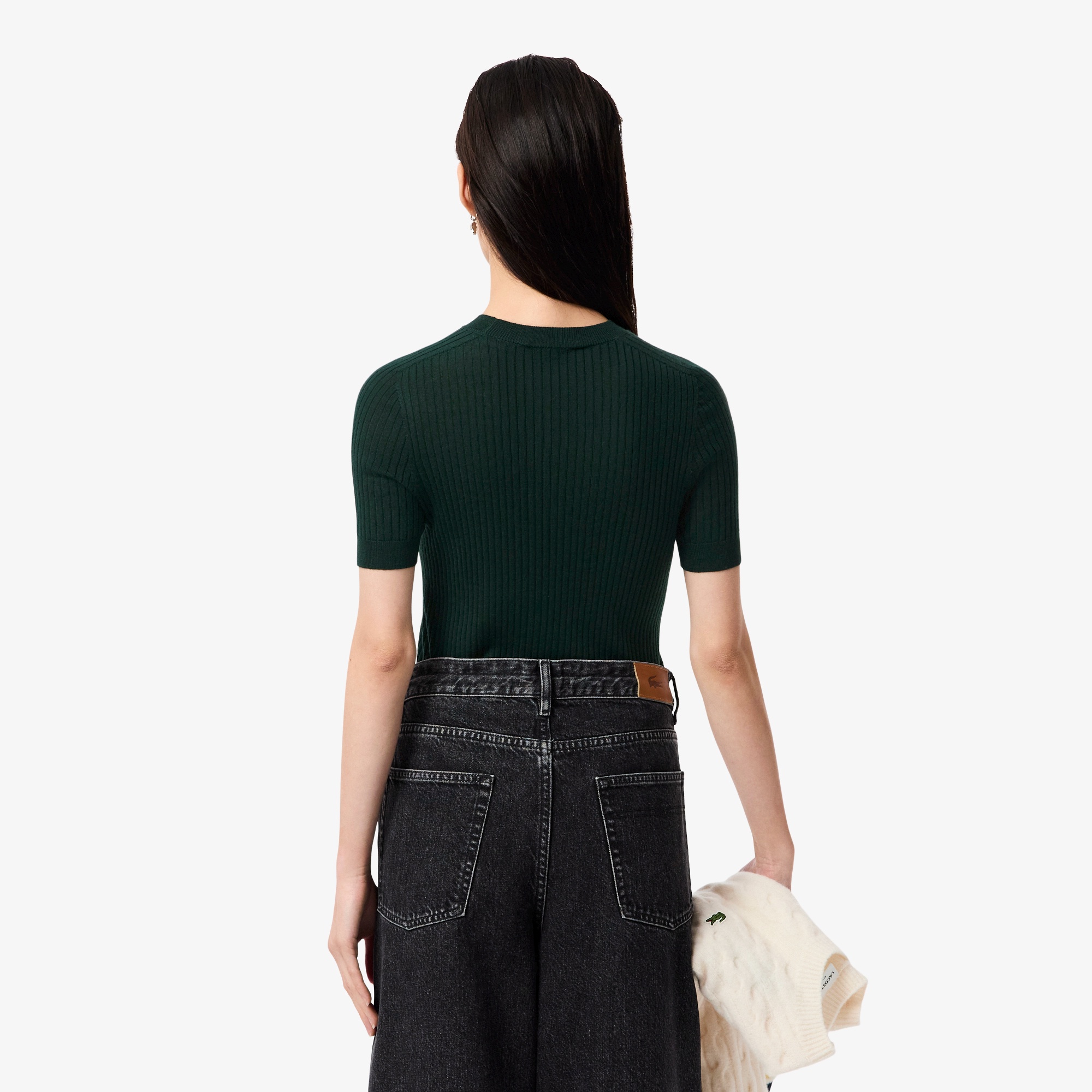 3Dニッティングショートスリーブメリノウールセーター