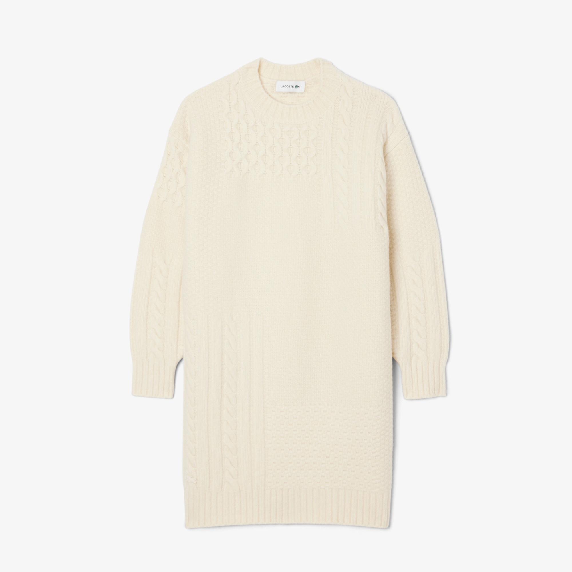 パッチワークエフェクトウールニットドレスセーター