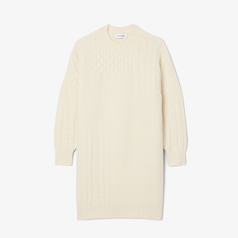 パッチワークエフェクトウールニットドレスセーター