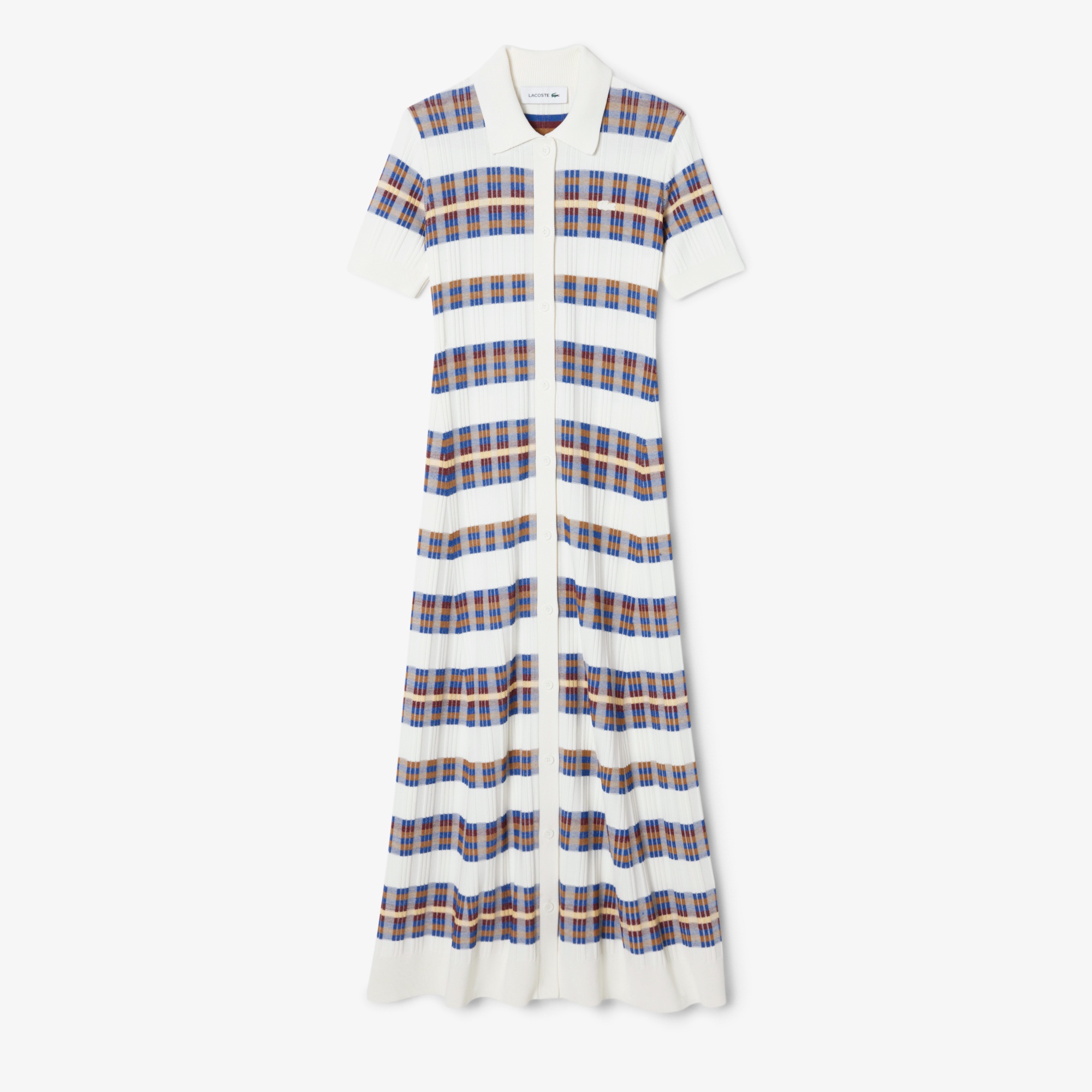 リブニットマルチカラーシャツドレス