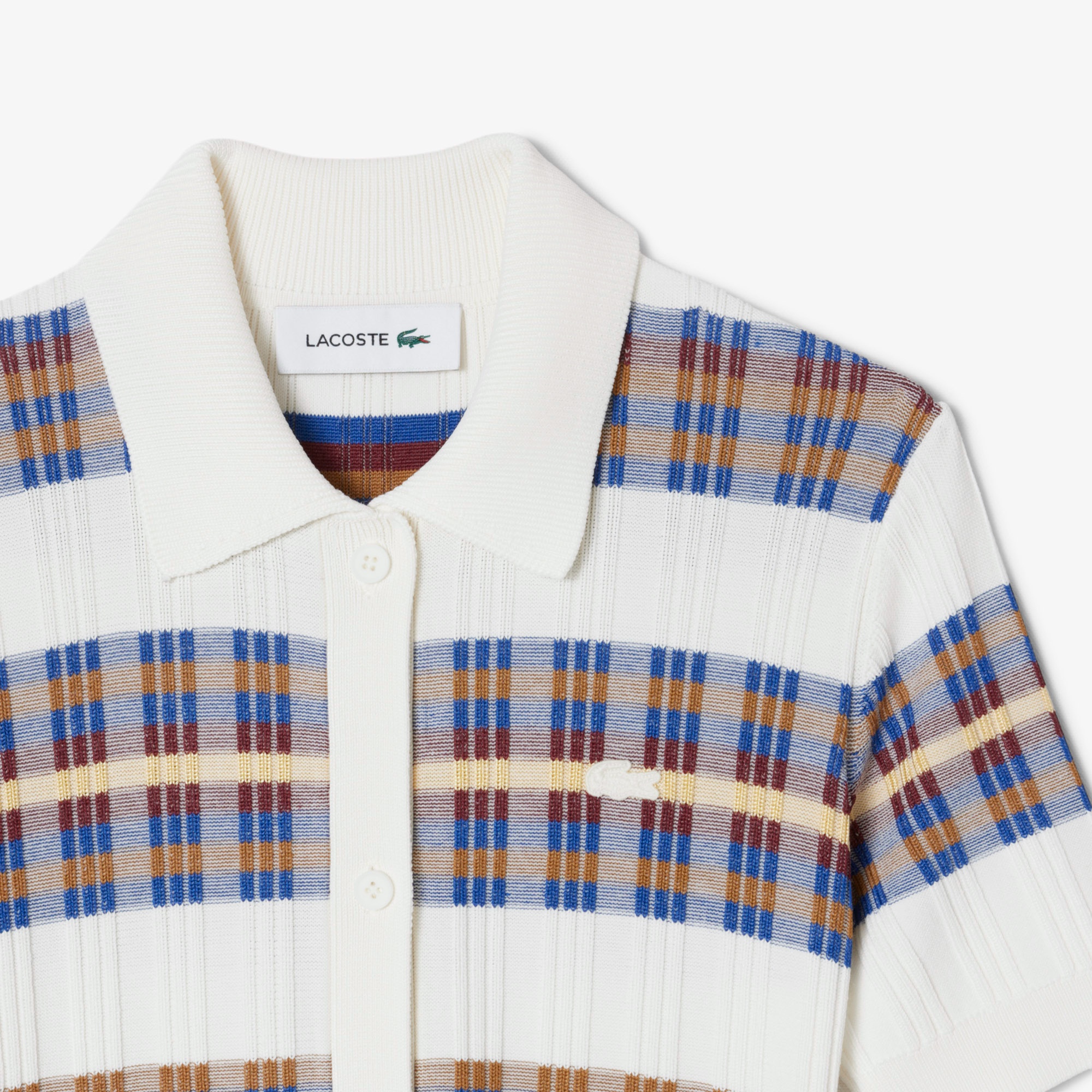 リブニットマルチカラーシャツドレス