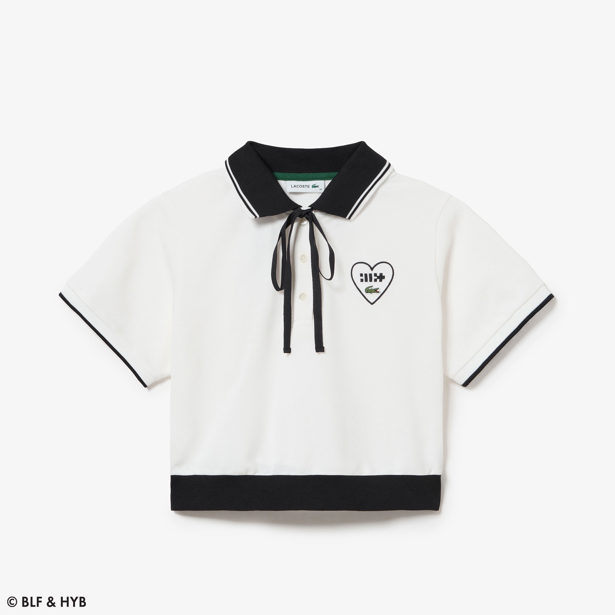 ロゴ刺繍クロップドリボン ポロシャツ