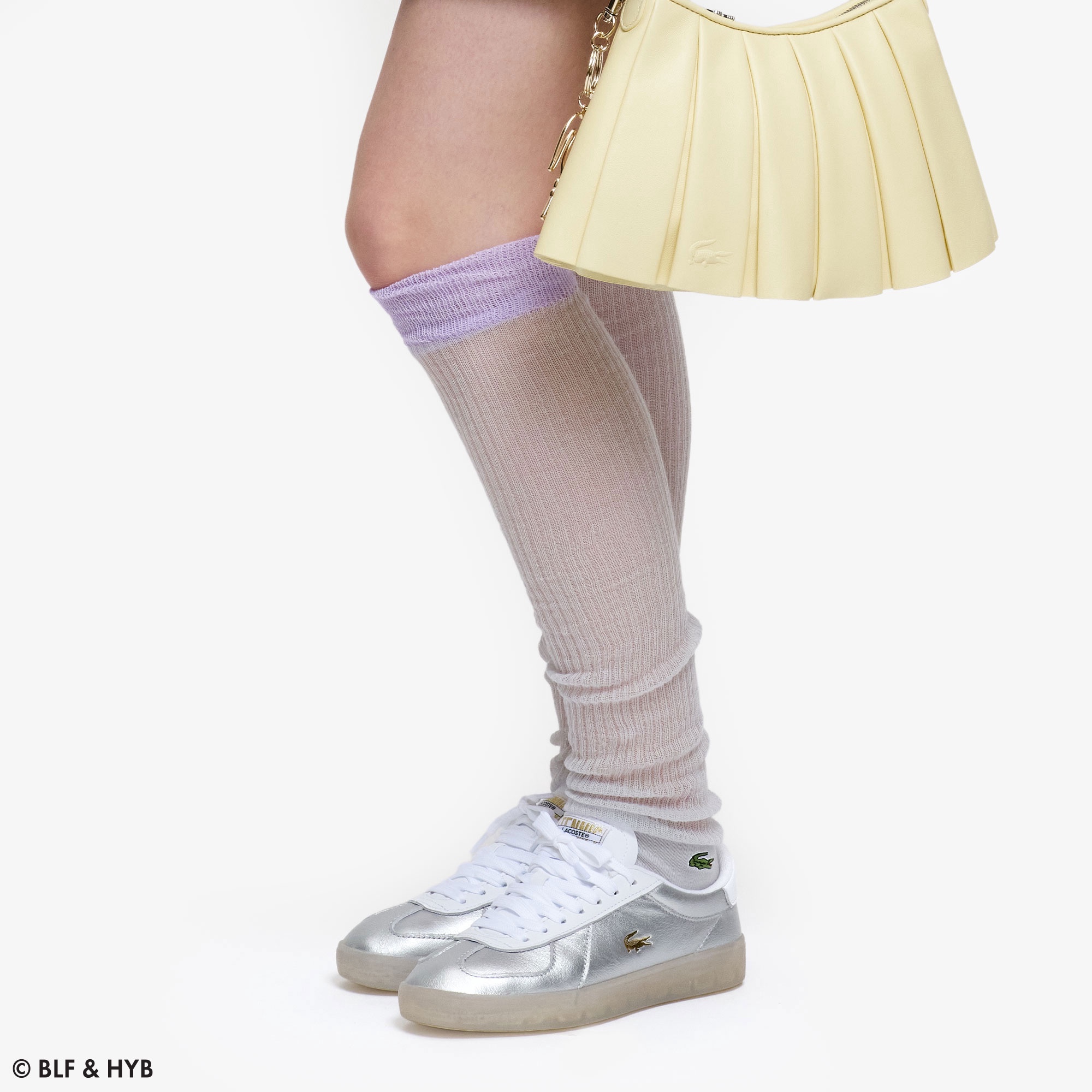 カラーブロック シアー ニーハイソックス