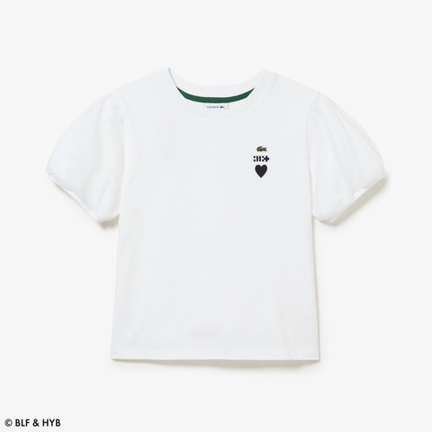 チュールスリーブロゴ刺繍 Tシャツ