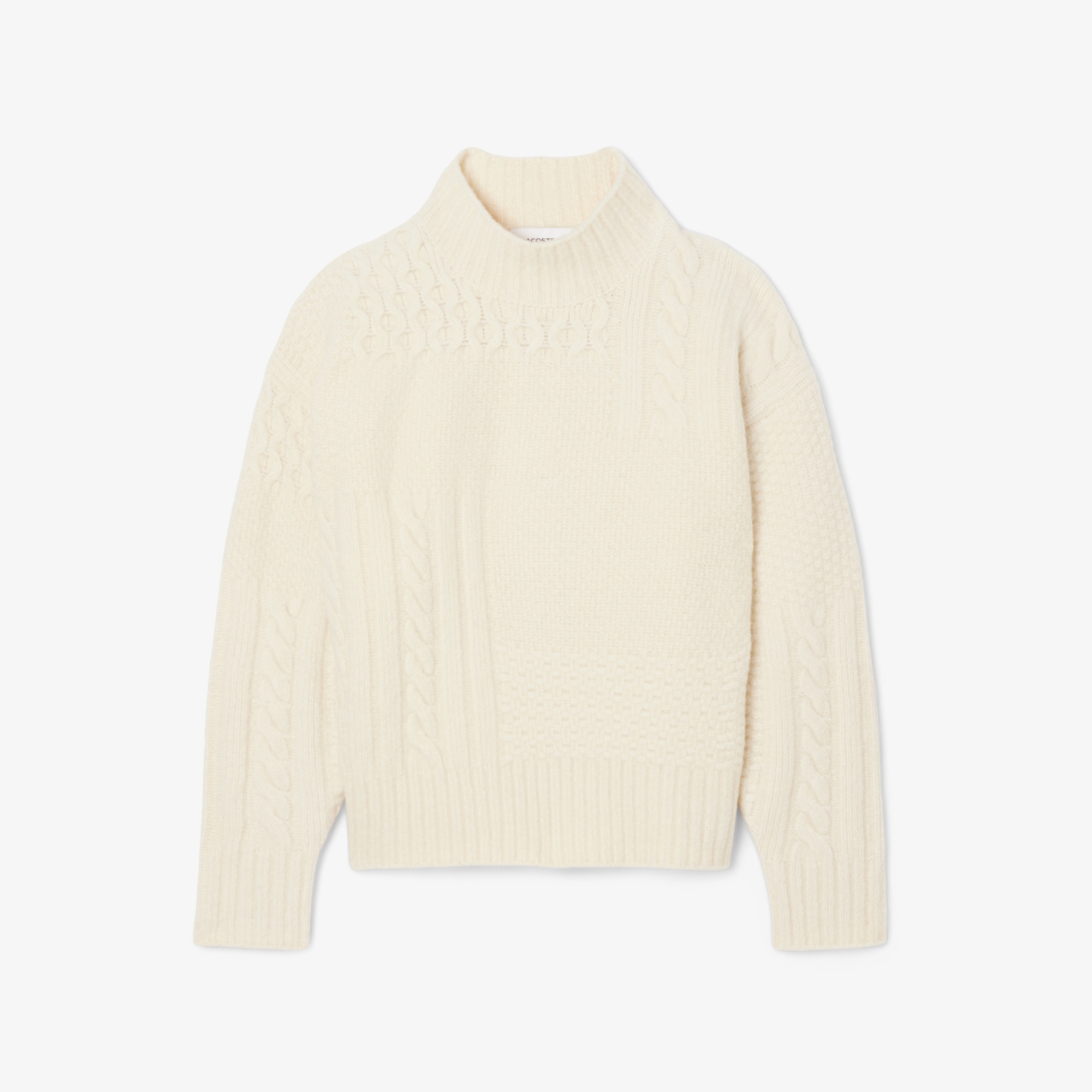 パッチワークエフェクトウールニットハイネックセーター