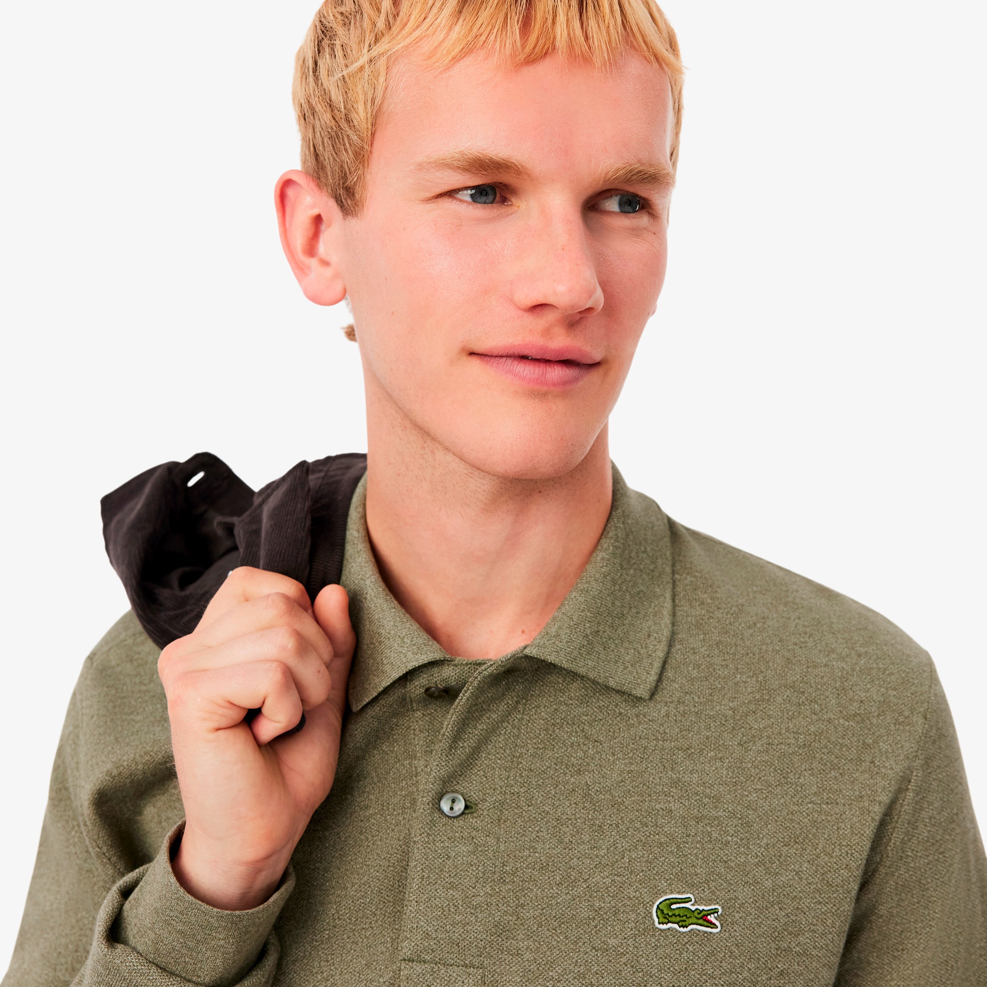 長袖 リブ カラ-ポロシャツ L1313 (杢・長袖)