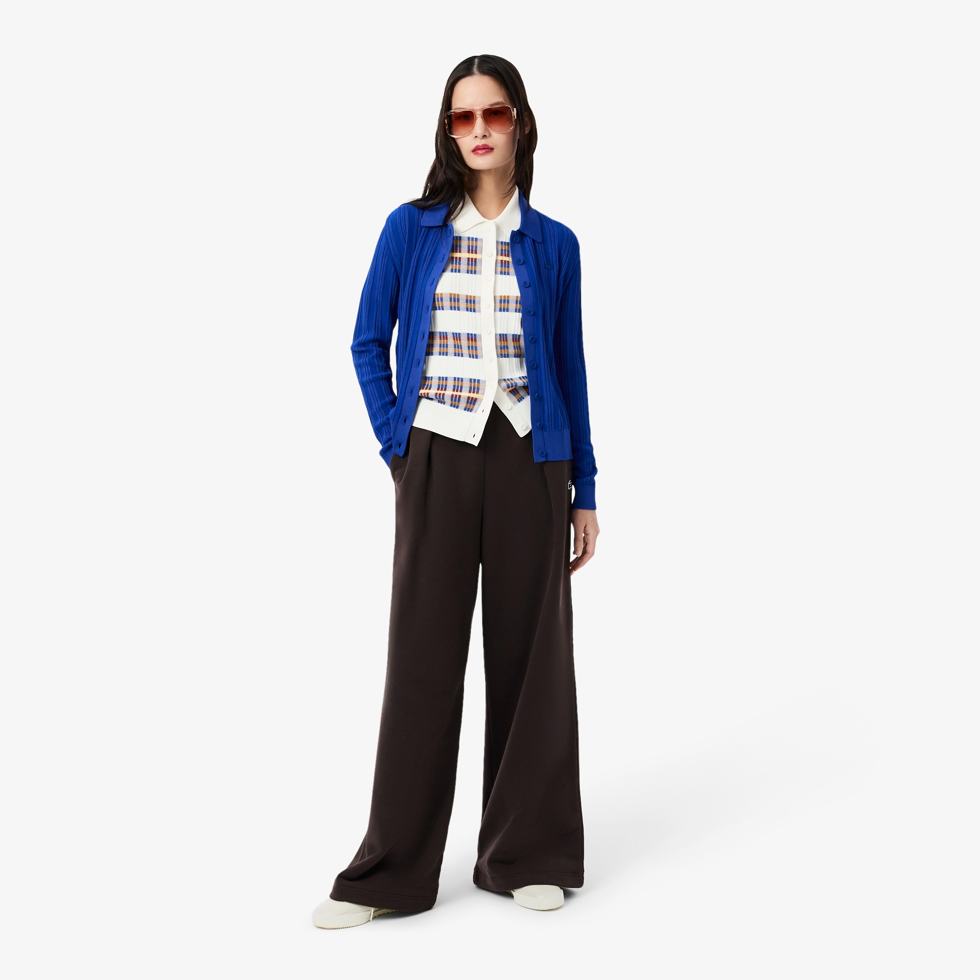 マルチカラーリブニットシャツ