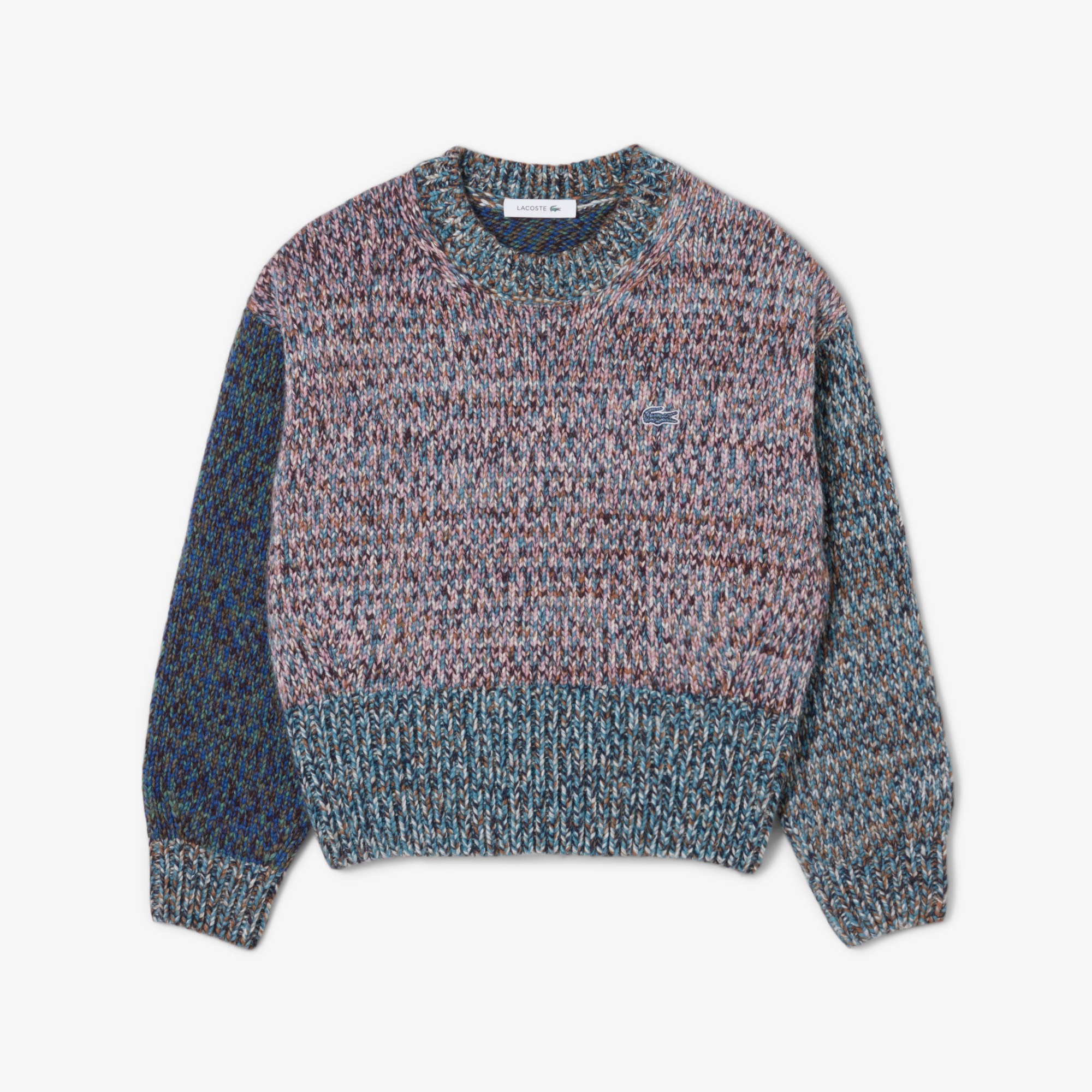 ハイネックミックスカラークレイジーパターンセーター