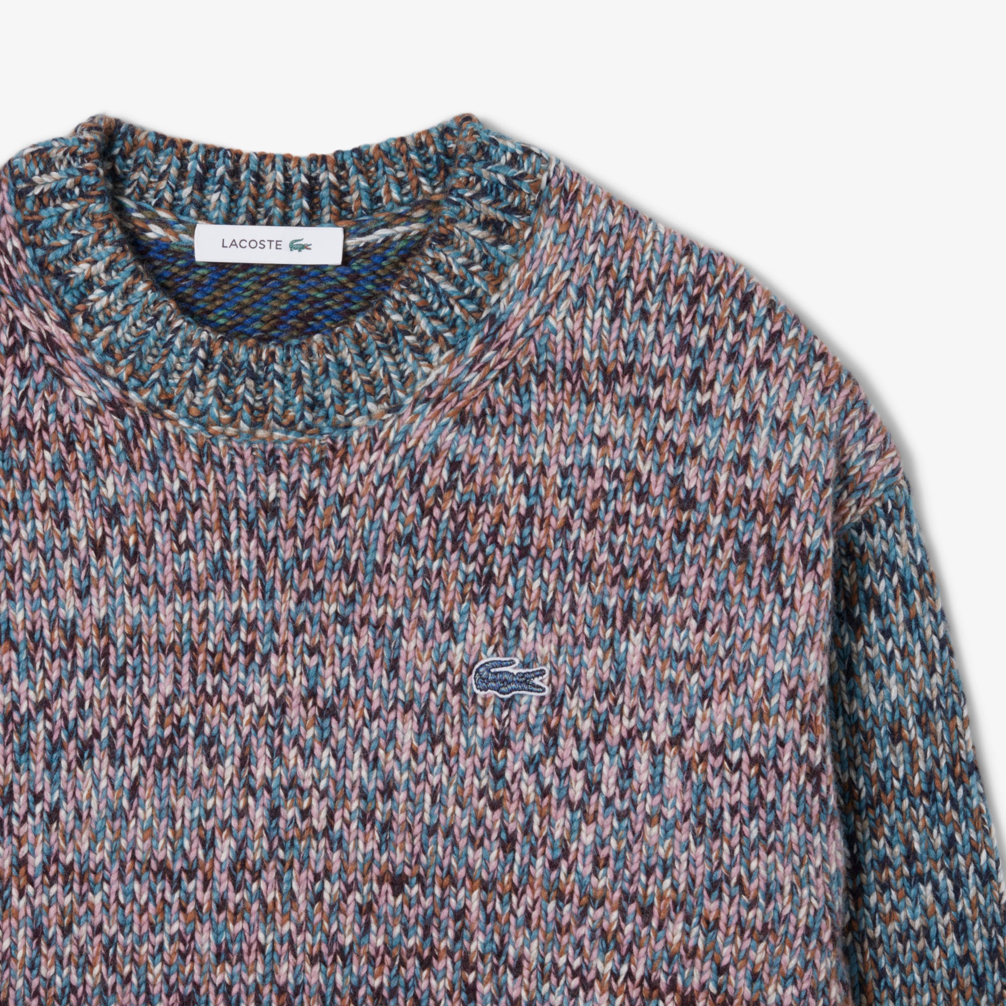 ハイネックミックスカラークレイジーパターンセーター