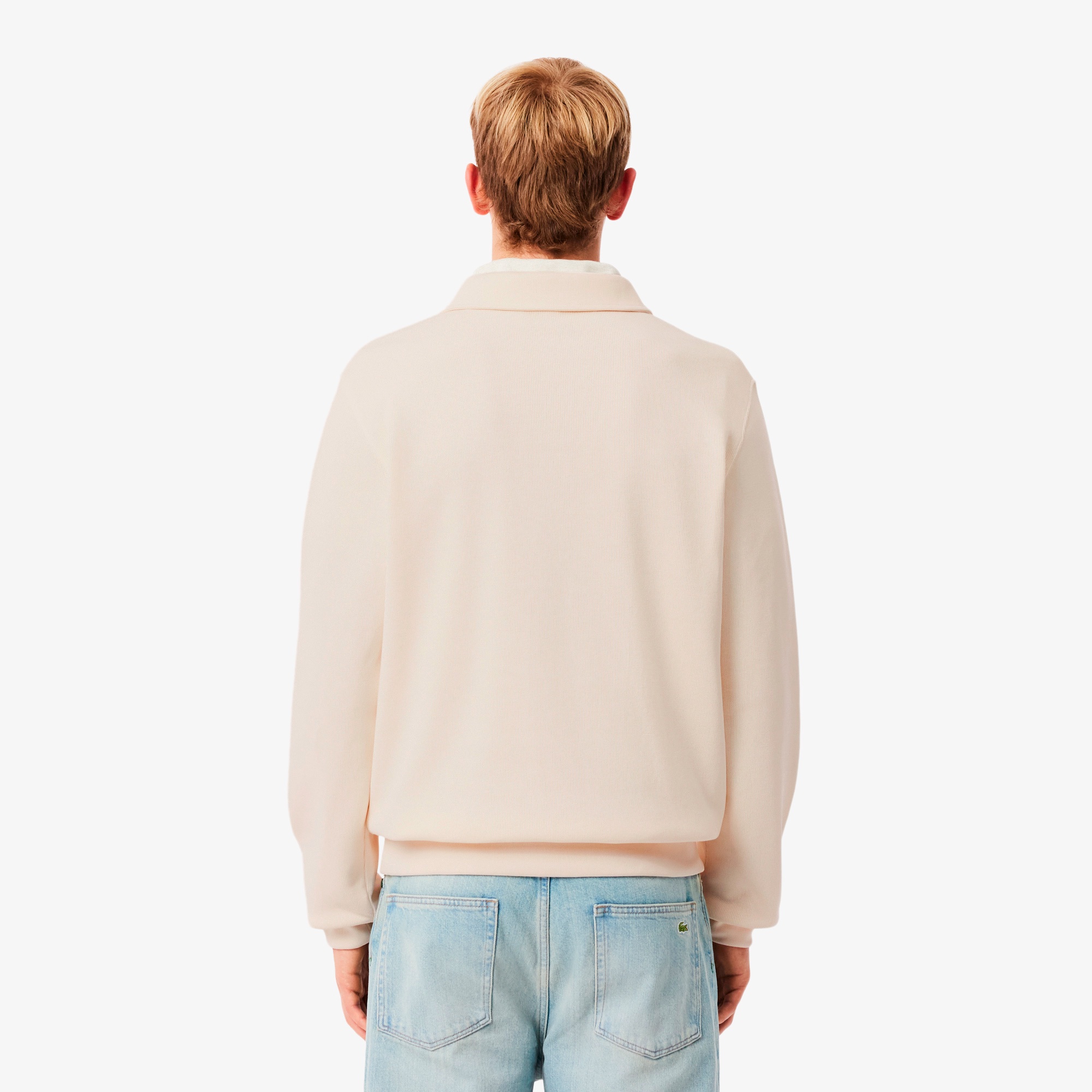 コットンニットロングスリーブポロシャツ