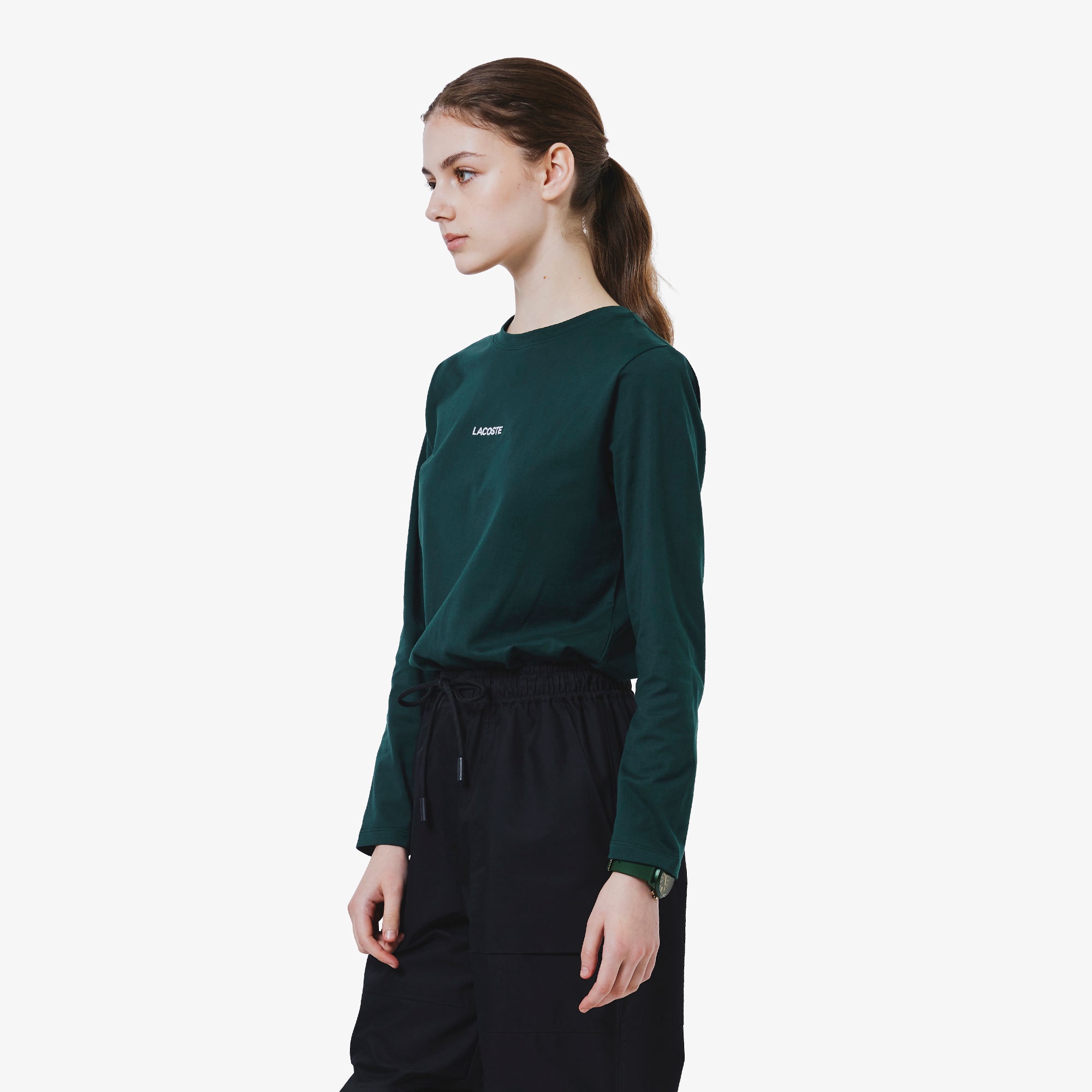 ワンポイント刺しゅう長袖Tシャツ