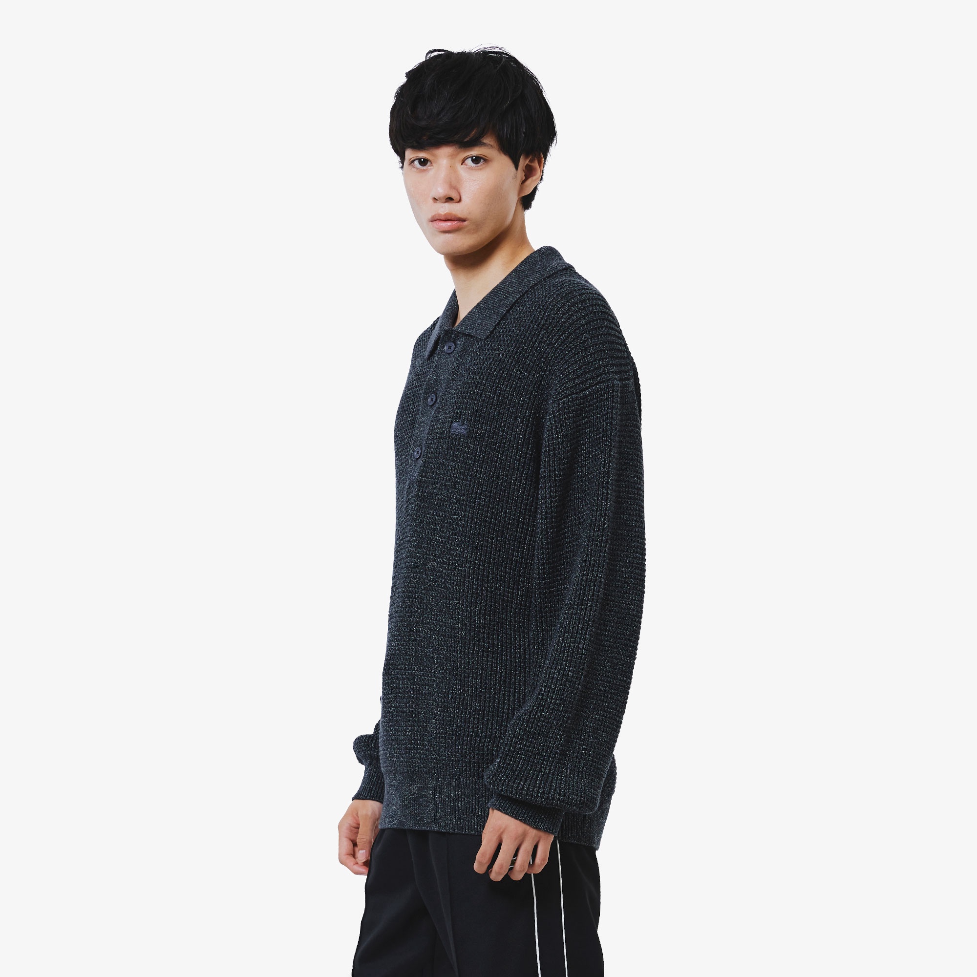 ワッフルニットポロセーター