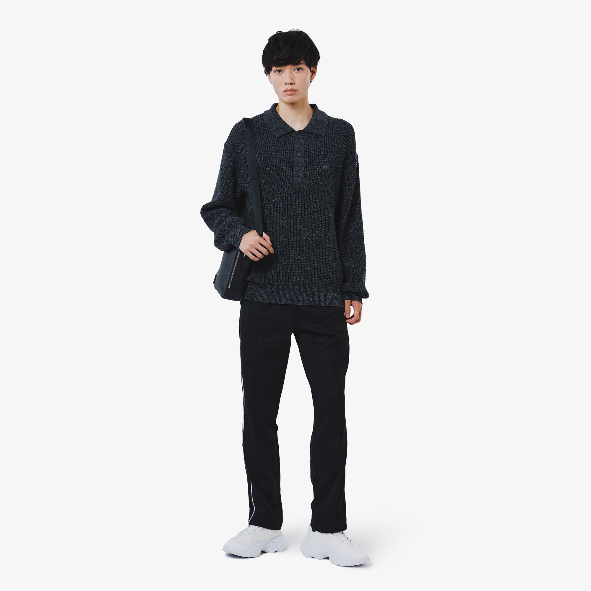 ワッフルニットポロセーター