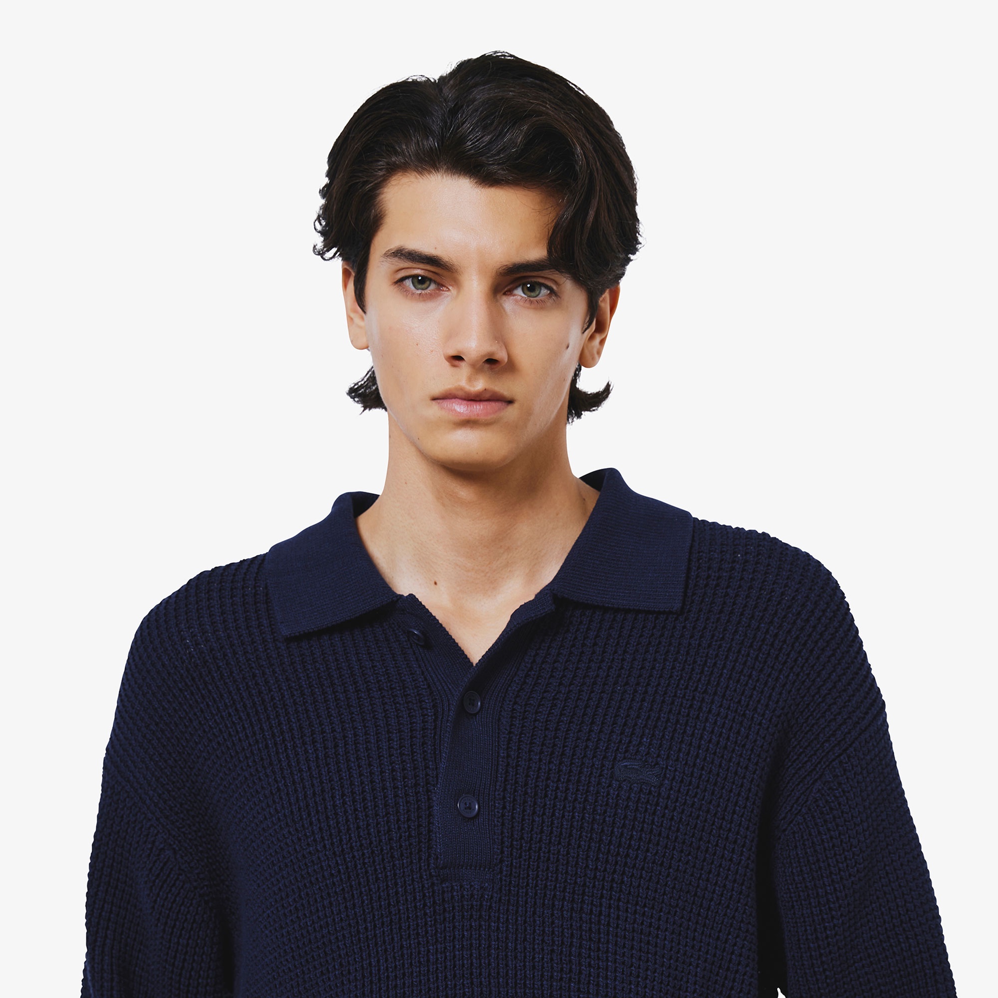 ワッフルニットポロセーター