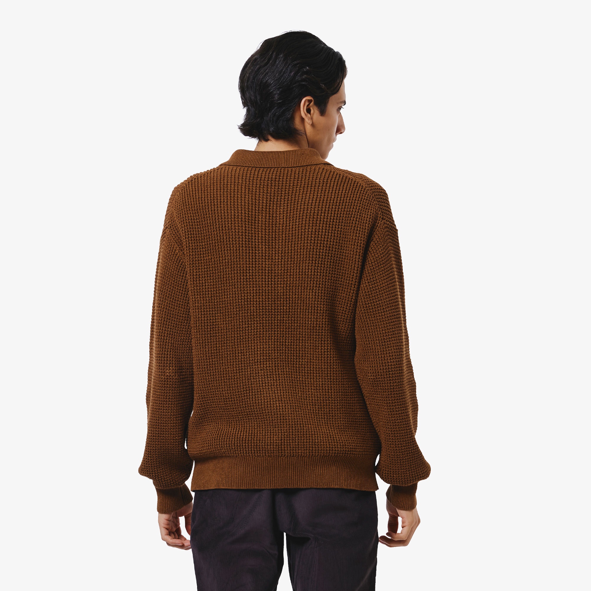 ワッフルニットポロセーター