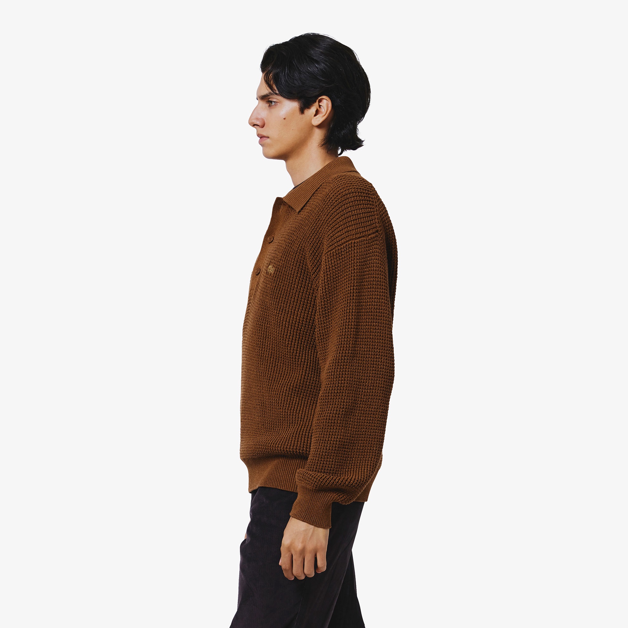 ワッフルニットポロセーター