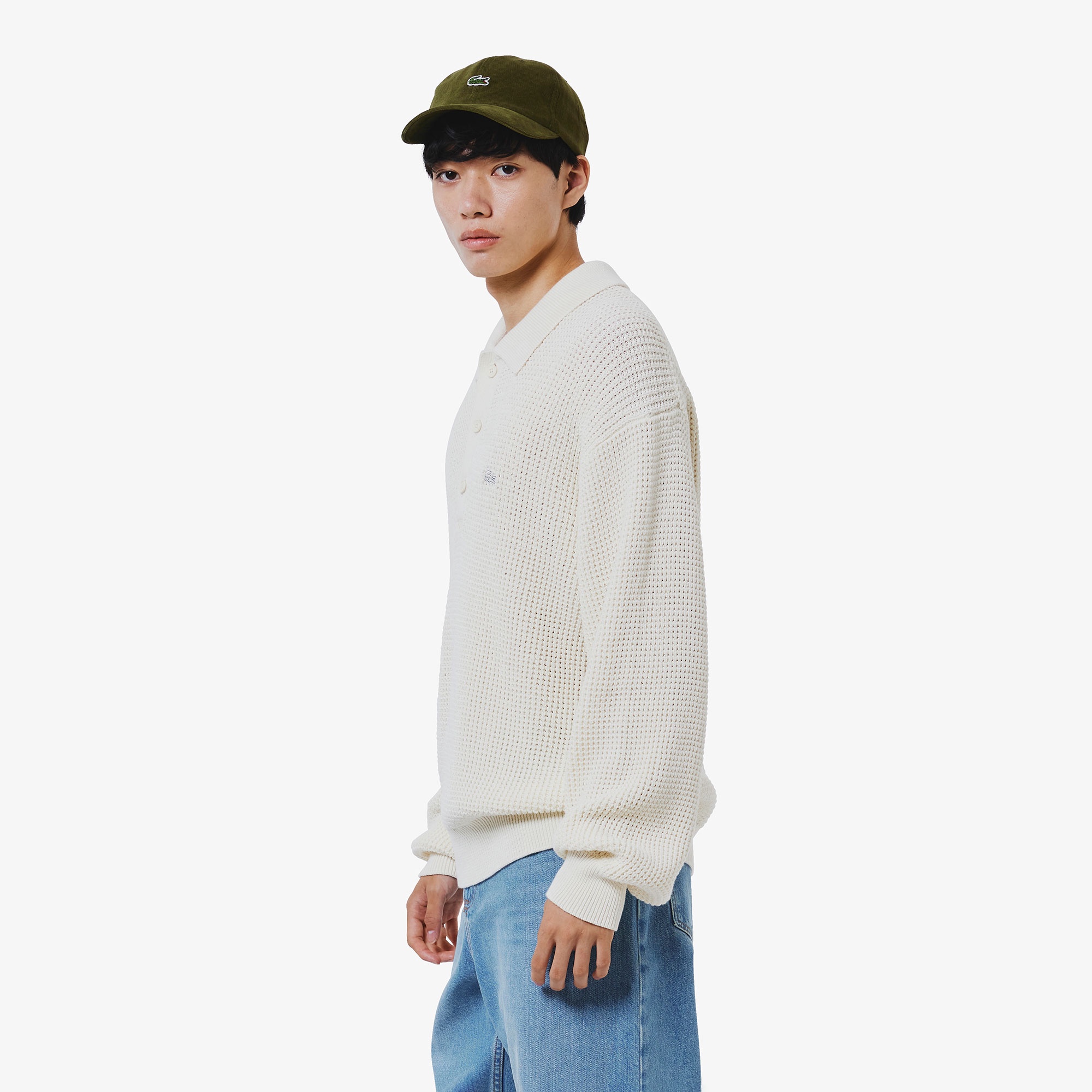 ワッフルニットポロセーター