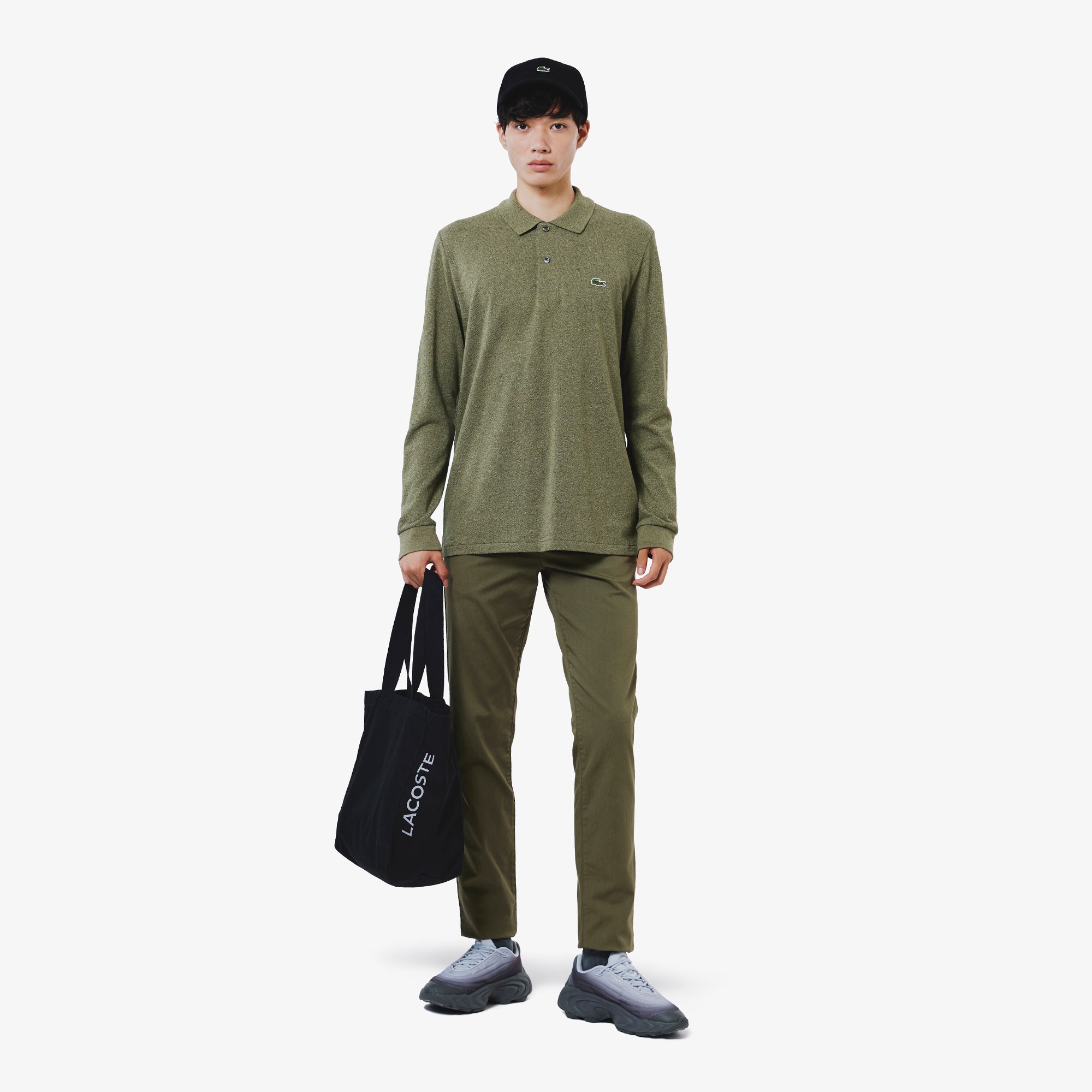 長袖 リブ カラ-ポロシャツ L1313 (杢・長袖)