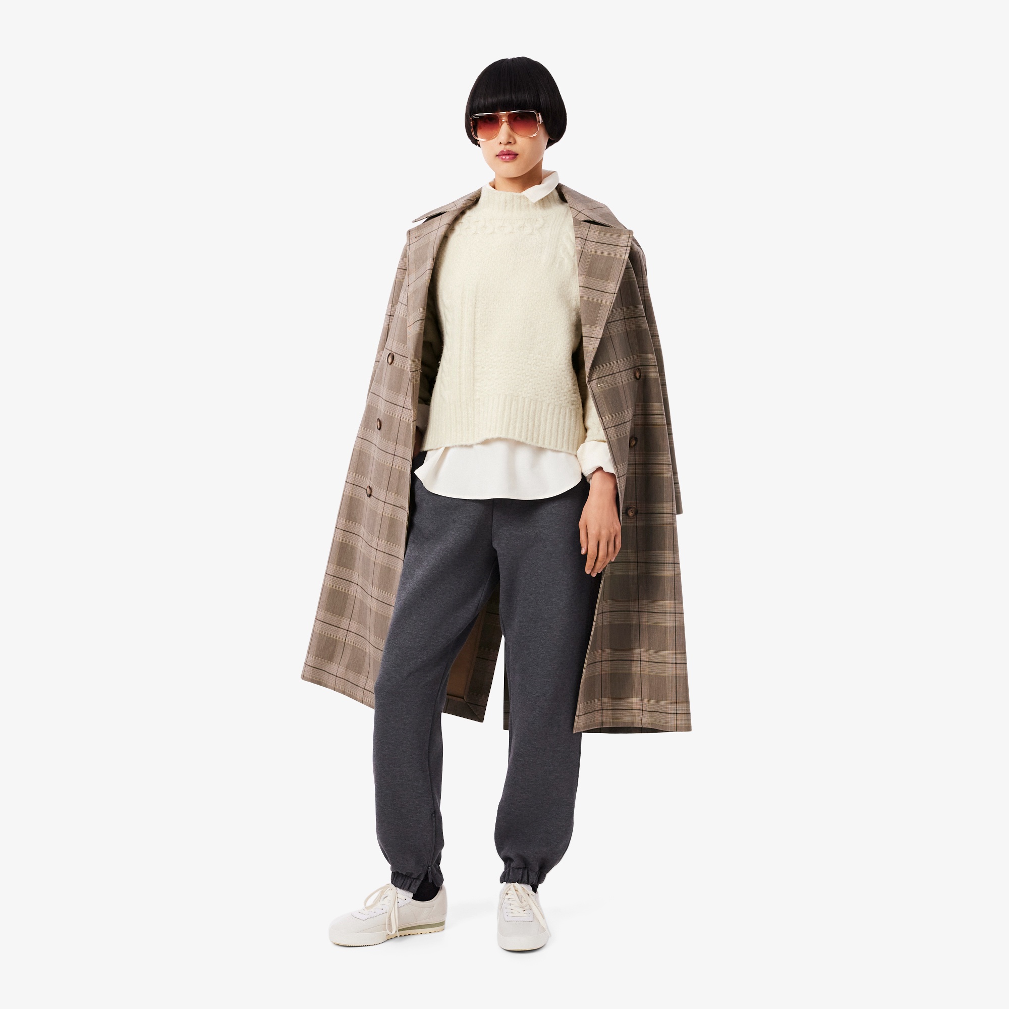 パッチワークエフェクトウールニットハイネックセーター