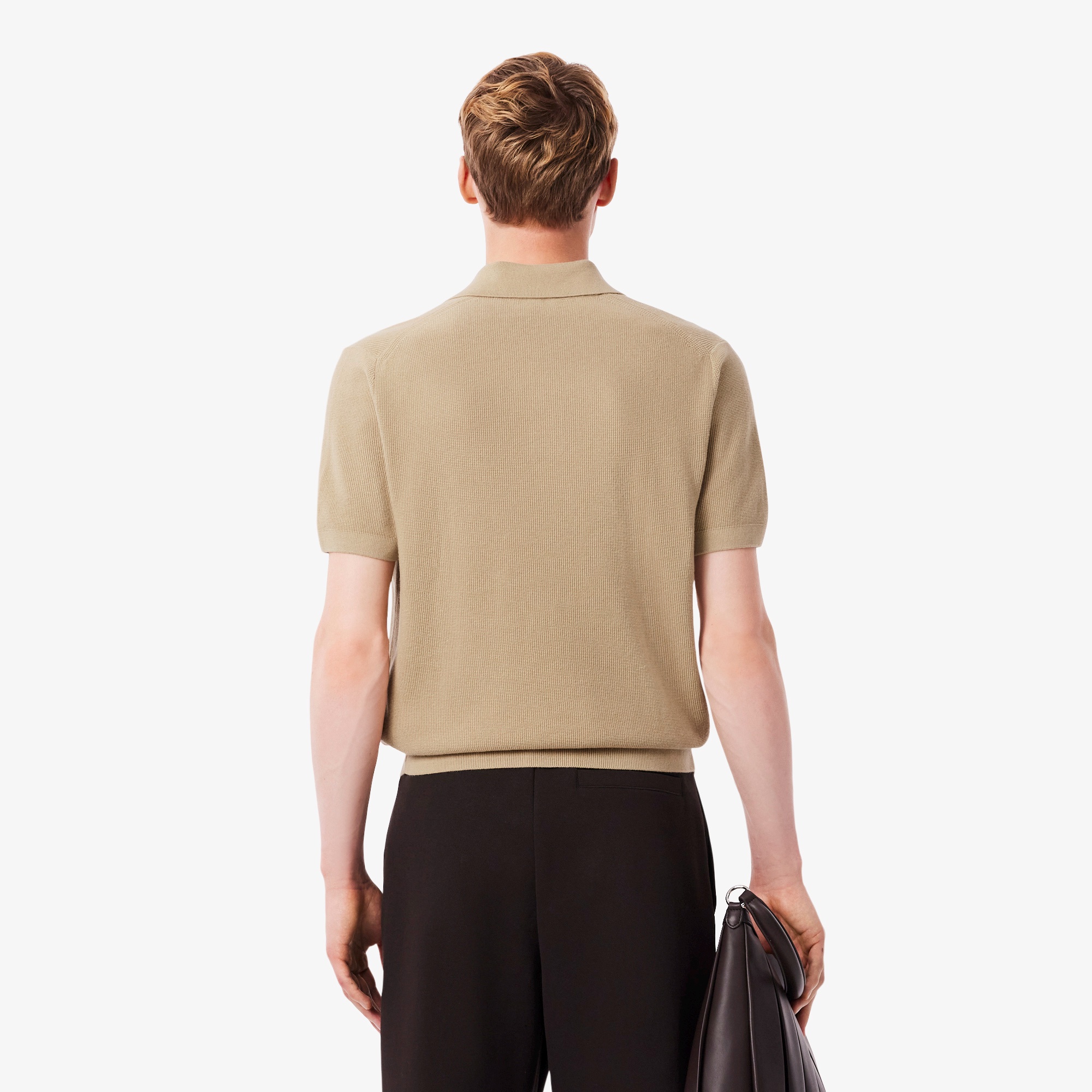 オープンカラーワッフルニット