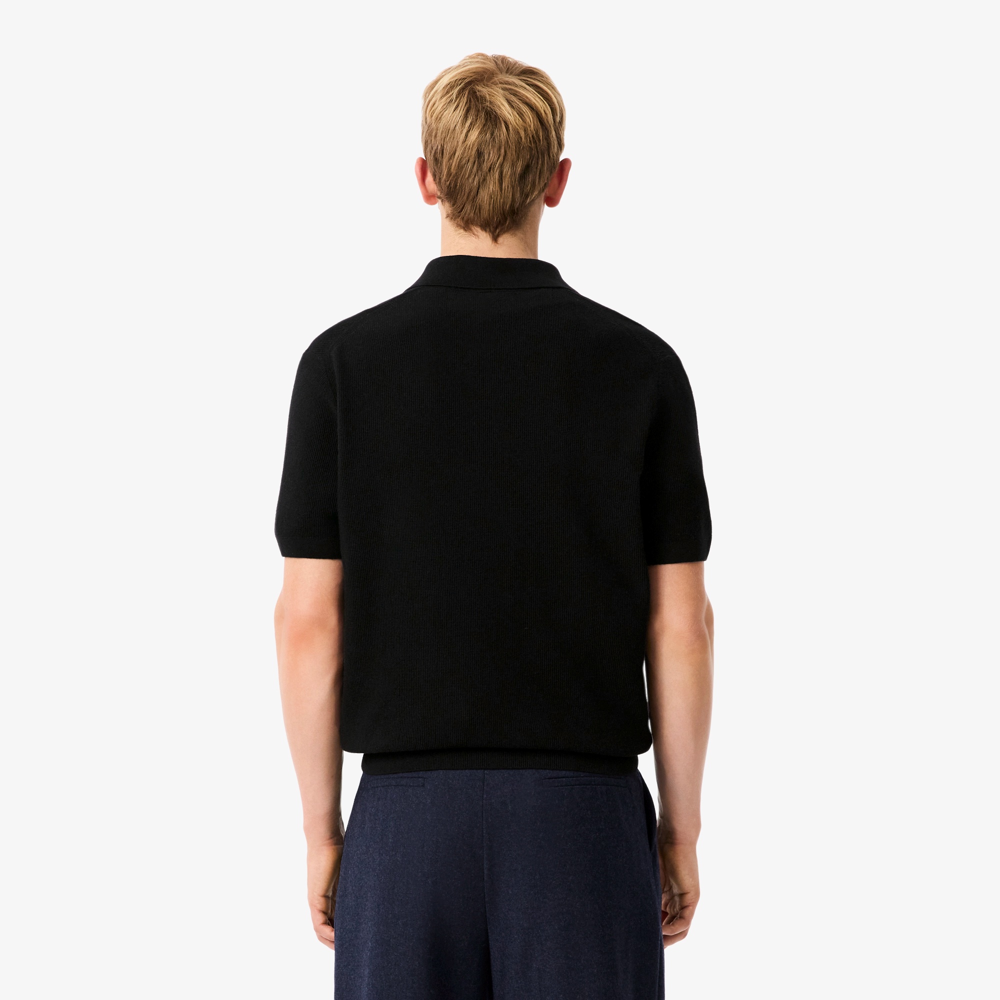 オープンカラーワッフルニット