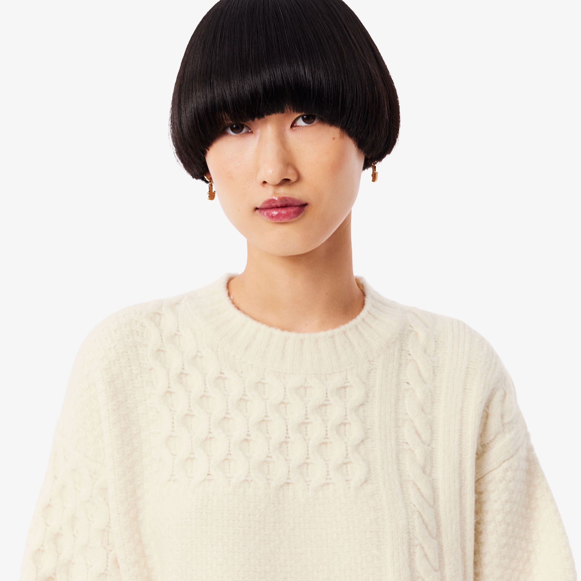 パッチワークエフェクトウールニットドレスセーター