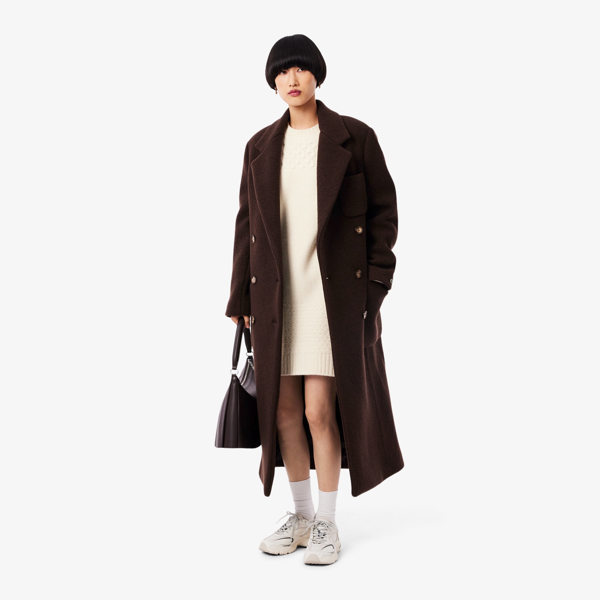 パッチワークエフェクトウールニットドレスセーター