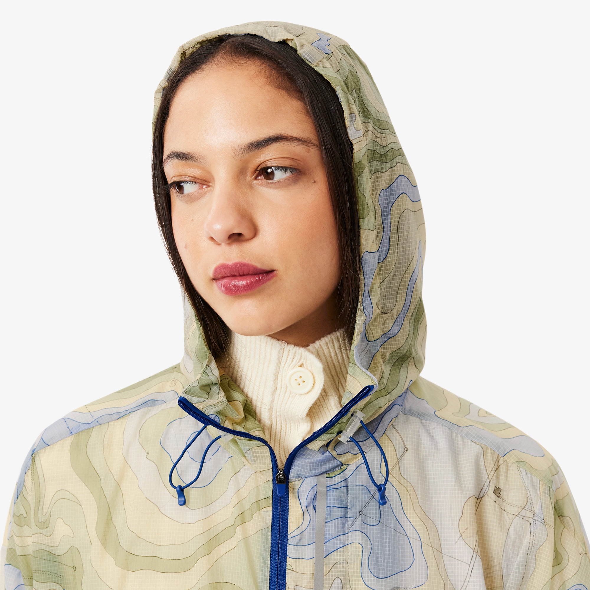 シャンタコテキスタイルパッカブルロングフードジャケット